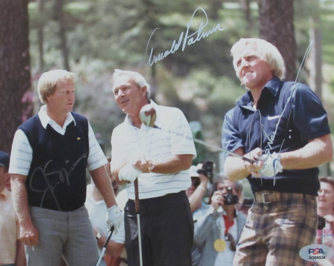Jack Nicklaus/Arnold Palmer/Greg Norman Multi-Signed/Auto 8X10 Photo Psa 199551: Original/Reprint: Original Product: Photo Signed: Yes Sport: Golf-PGA Product Disclaimer: Not affiliated with any team or league. Signatures are unverified unless a certificate is stated. For inquirie
