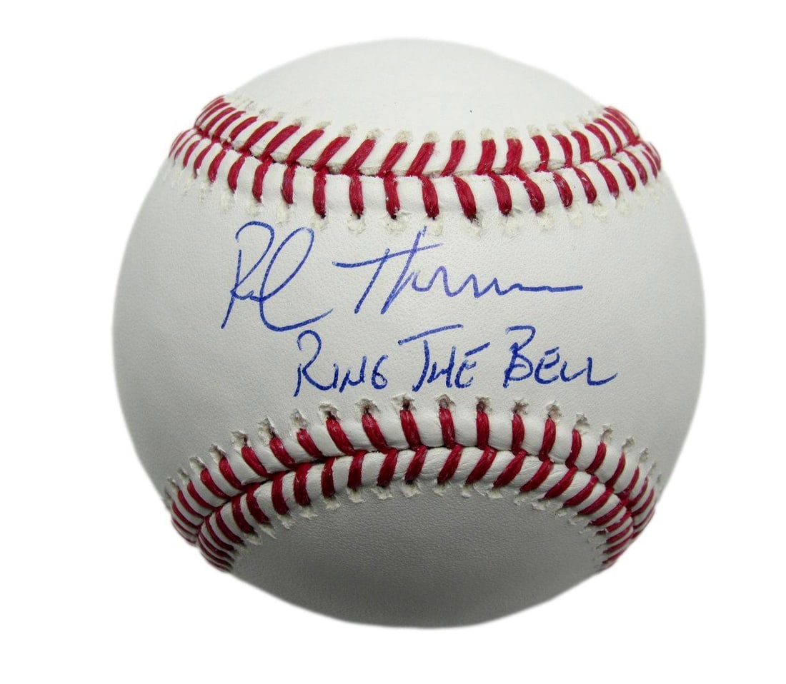 Rob Thomson Autographed/Inscribed "Ring The Bell" Oml Baseball Phillies Jsa: Sport: Baseball Product: Ball Original/Reprint: Original Autograph Authentication: JSA Team: Philadelphia Phillies League: MLB Product Disclaimer: Not affiliated with any team or league. Signatures ar