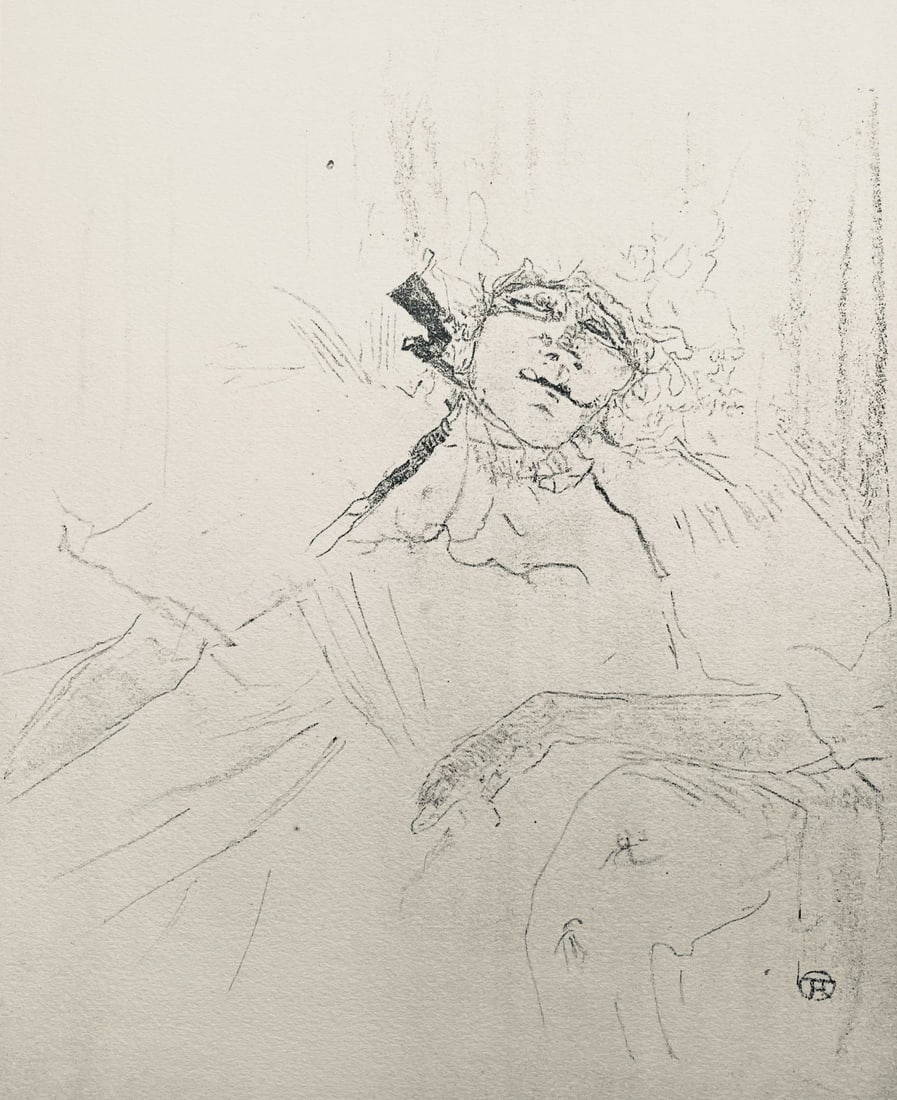 Henri De Toulouse-Lautrec, Composition, Yvette Guilbert Vue Par Toulouse-Lautrec, Lithograph (1 of 8)