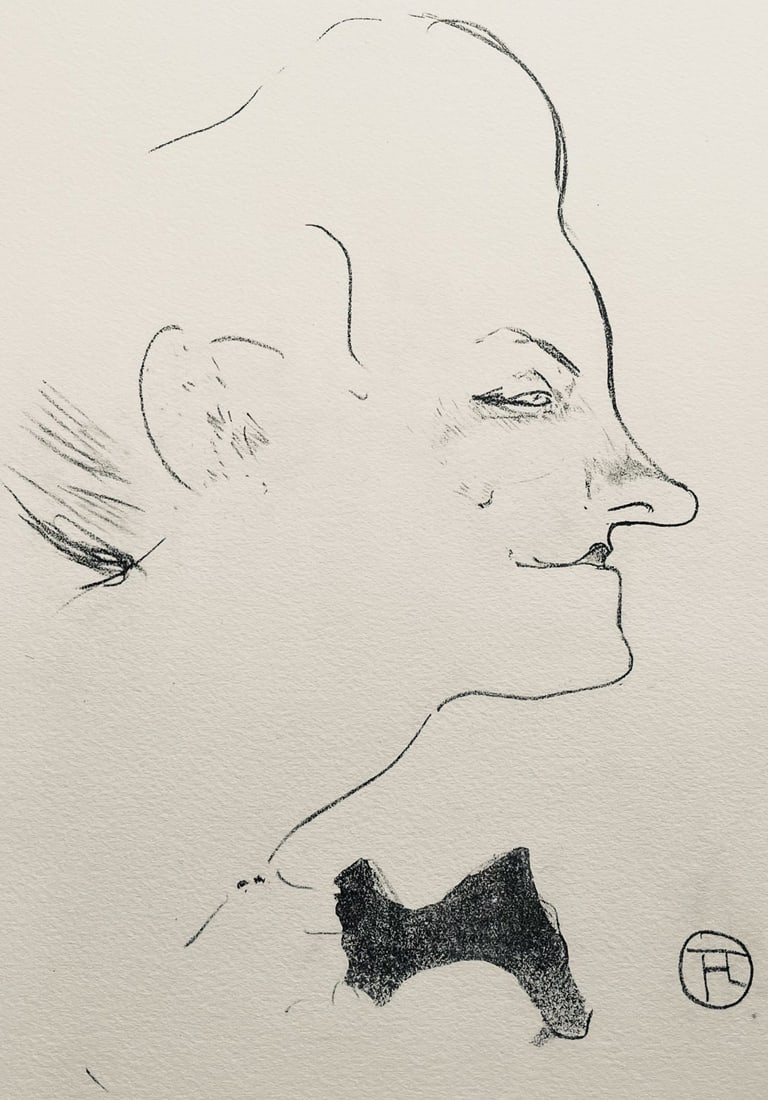 Henri De Toulouse-Lautrec, Composition, Yvette Guilbert Vue Par Toulouse-Lautrec, Lithograph (1 of 8)