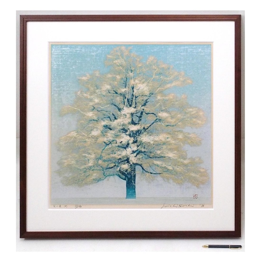 Joichi Hoshi White Tree (A) 1974 Original Woodblock Print Limited Ed.99 Signed (1 of 6)