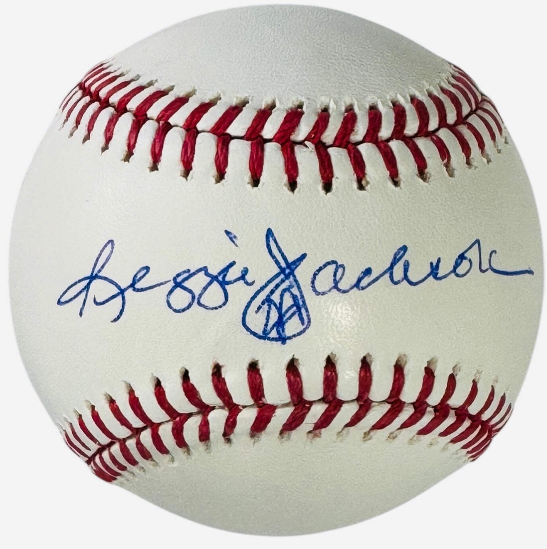 Reggie Jackson Autographed Official Major League Baseball (Mlb): Brand: MLB Reggie Jackson Autographed Official Major League Baseball Signed in blue pen across the sweet spot of an official Robert Manfred baseball Product Disclaimer: Not affiliated with any team or