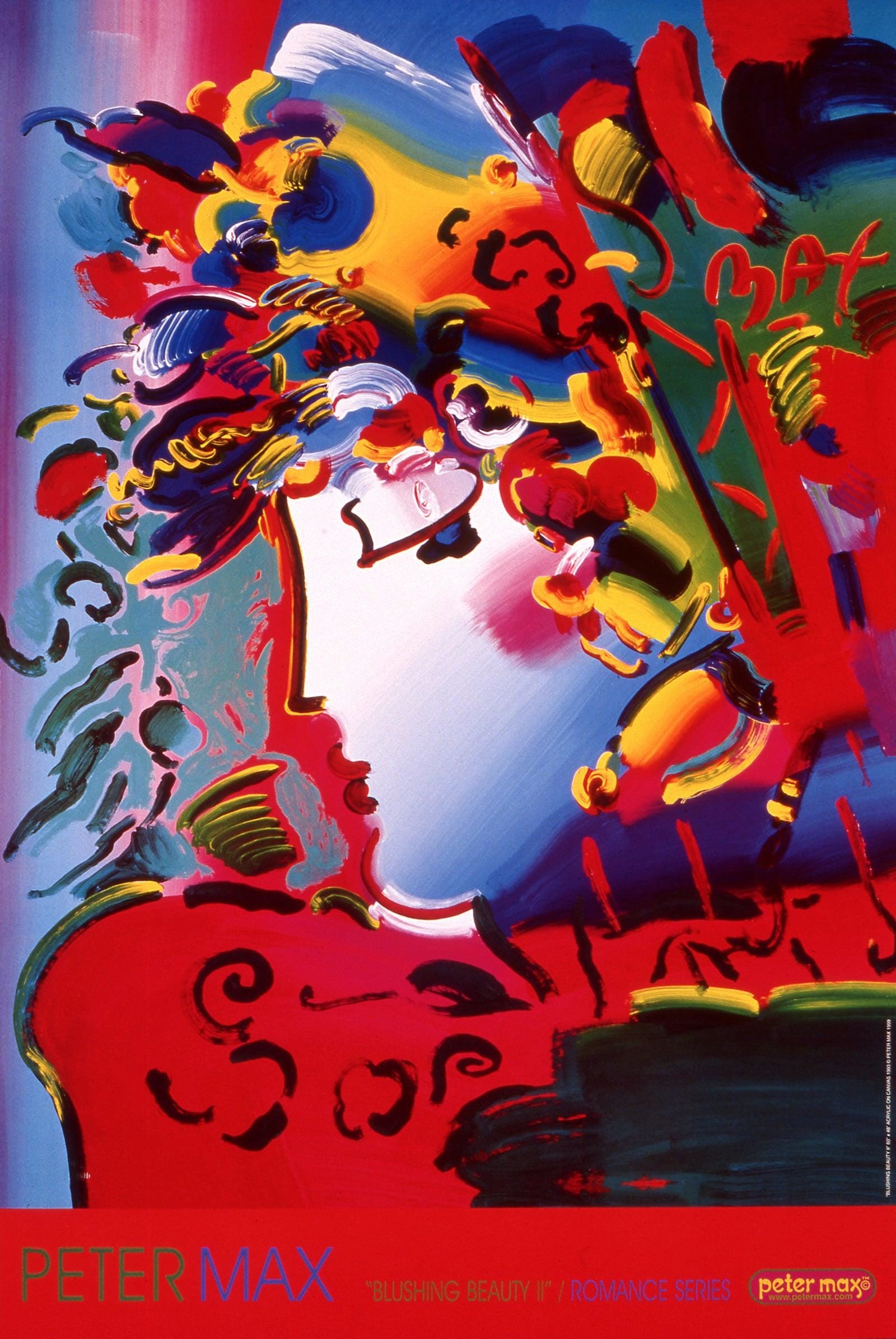 Peter Max, Blushing Beauty Ii, 1999, Hand Signed, Official Edition Offset Lithograph: Offset lithograph in colors on gloss archival paper. Paper size: 36 x 24 inches. Inscription: Hand signed by Peter Max in ink and unnumbered, as issued. Condition: Excellent. Notes: Published and prin