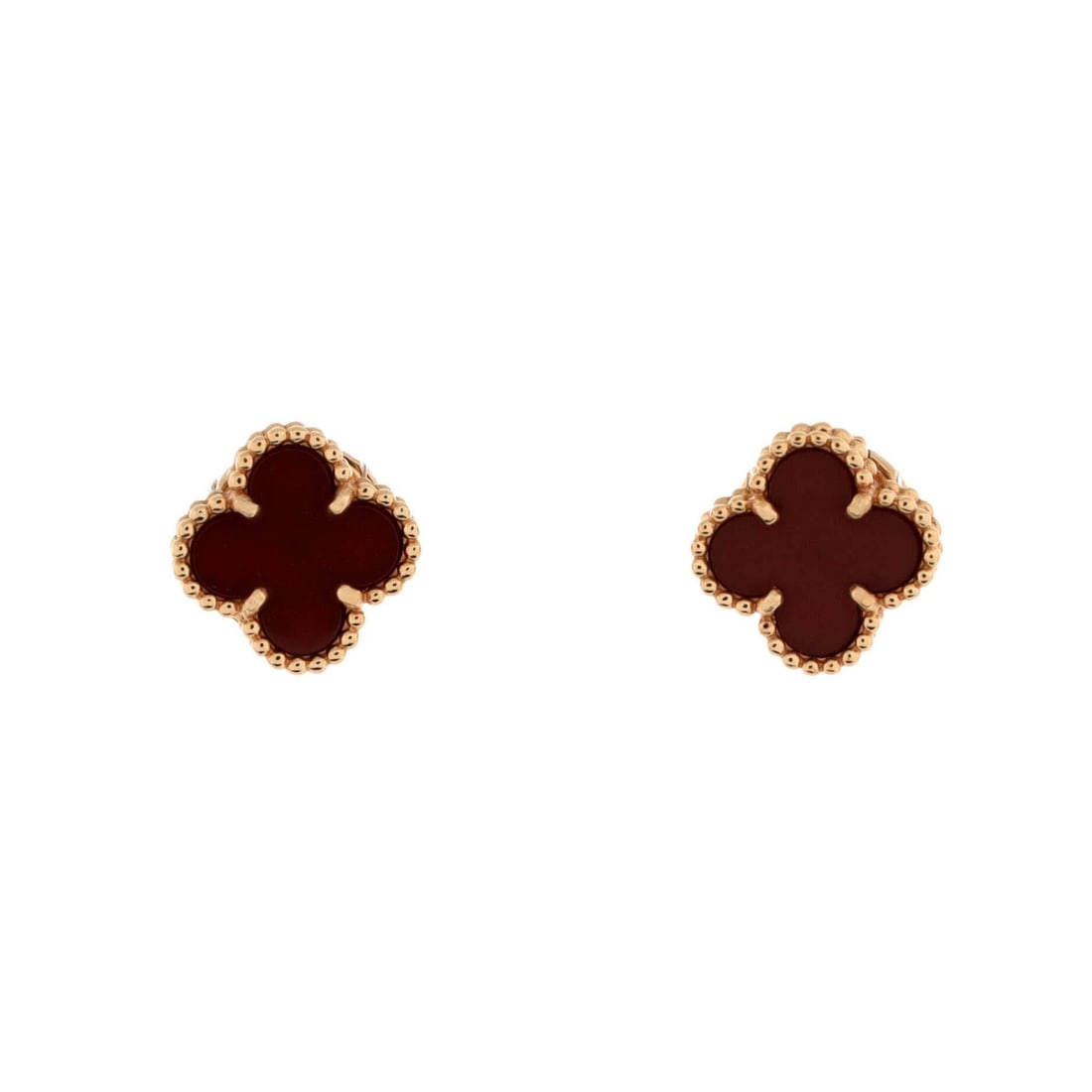 Van Cleef & Arpels Sweet Alhambra Stud Earrings 18K Rose Gold And Carnelian (1 of 3)