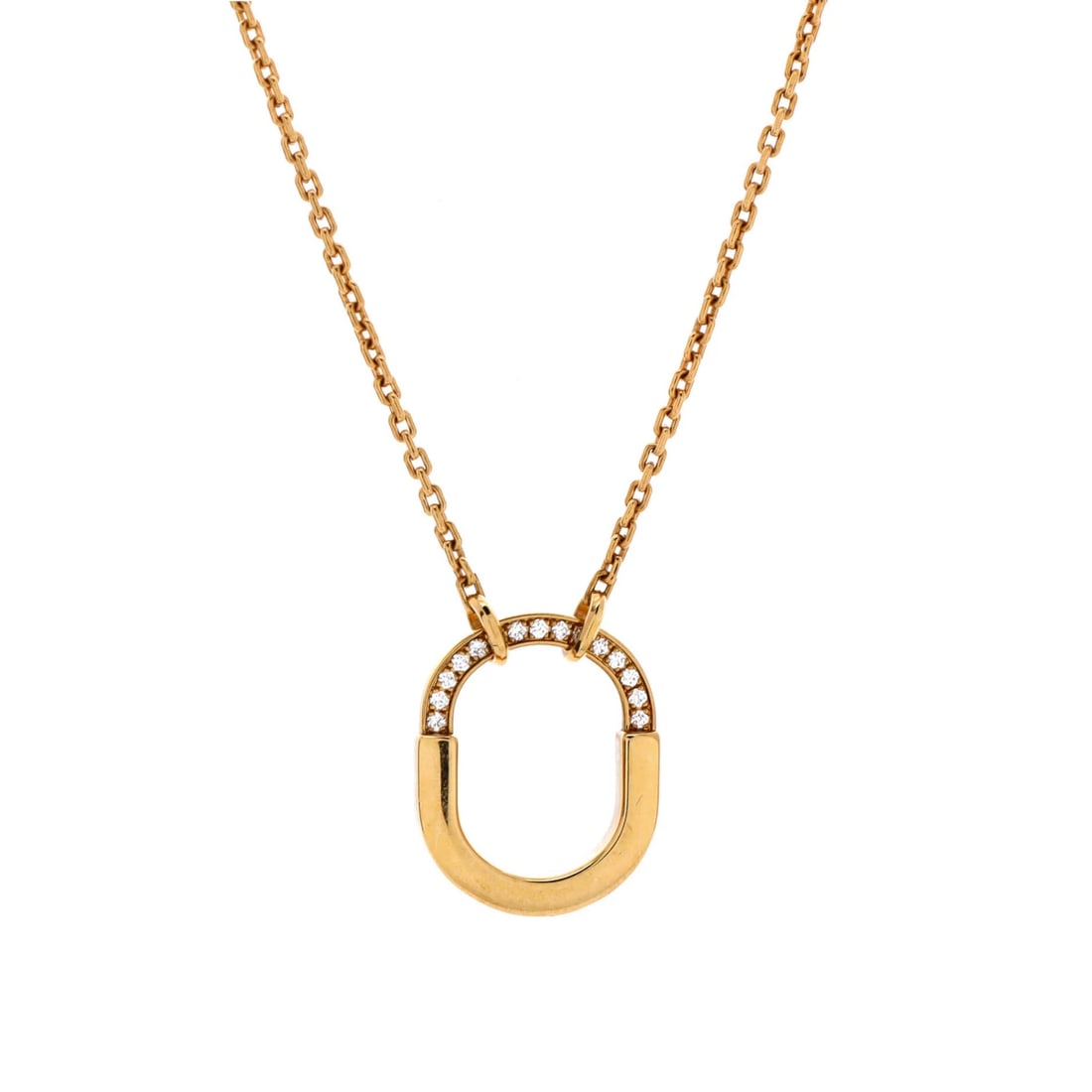 Tiffany & Co. Lock Motif Pendant Necklace 18K Yellow Gold And Diamonds Small (1 of 4)