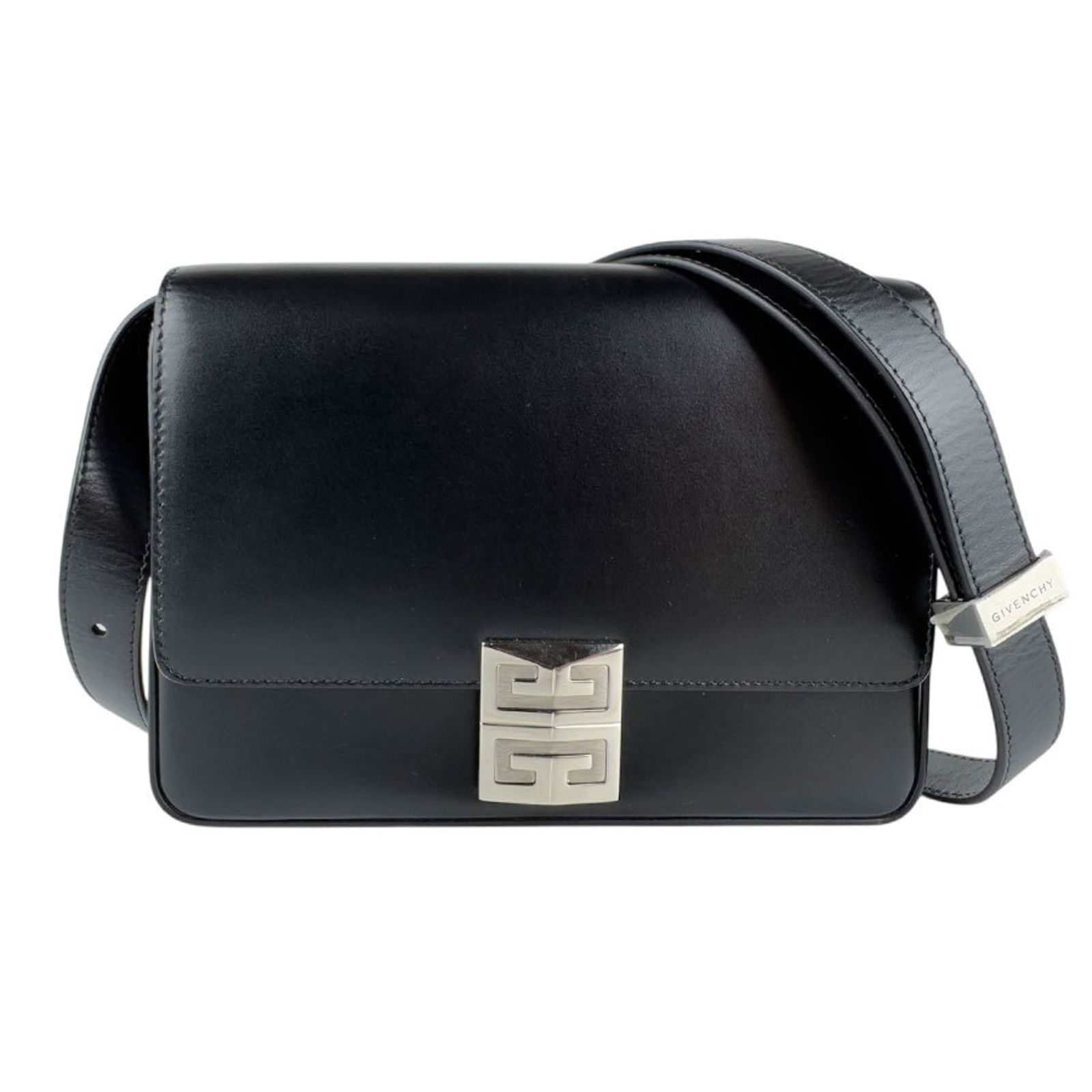 Givenchy Shoulder Bag In Black And Silver Leather: Brand: Givenchy Type: Shoulder Bag Material: Leather Color: Black Hardware Color: Silver Gender: Women Size (Hxwxd): 17cm x 21cm x 6cm / 6.69'' x 8.26'' x 2.36'' Condition: Used (good), Traces of usag