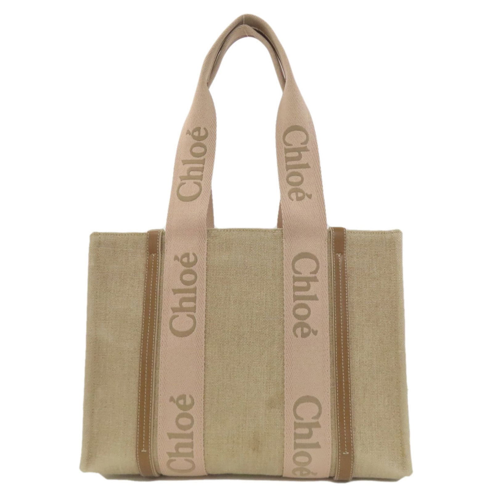 Chlo Chloe Woody Tote Canvas Bag: Brand: Chlo Type: Tote Bag Material: Canvas Color: Brown Closure: Zipper Inner Pocket: Open Pocket 1 Gender: Women Size (Hxwxd): 26cm x 36cm x 12cm / 10.23'' x 14.17'' x 4.72'' Handle Length: 57cm / 2