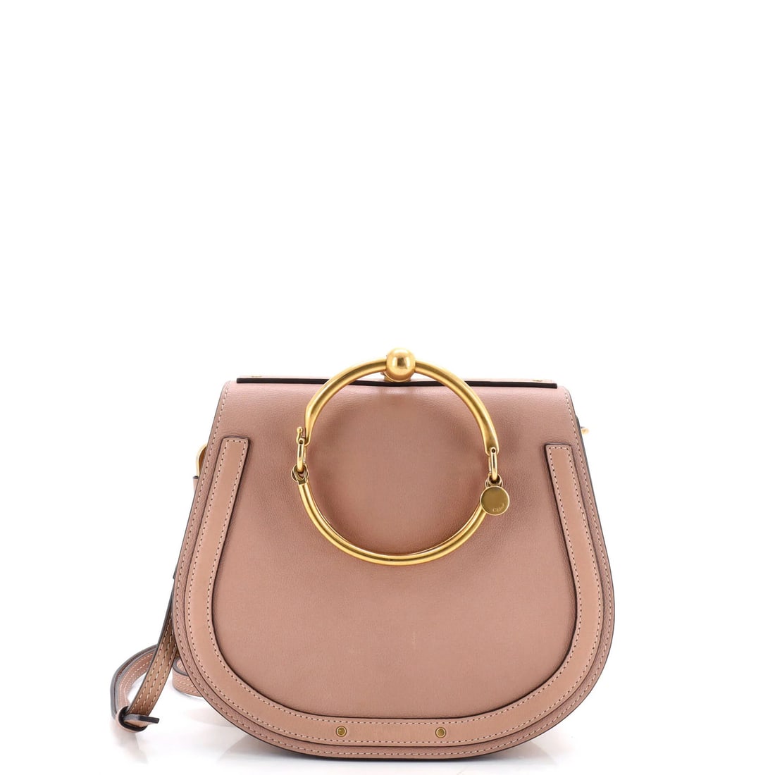 Chloe Nile Crossbody Bag Leather Medium: Brand: Chloe Exterior Material: Leather Style: Cross Body Bags Exterior Color: Pink Size: Medium Accessories: With Strap Measurements: Handle Drop 4", Height 8", Width 10", Depth 3", Strap Drop 18-21"