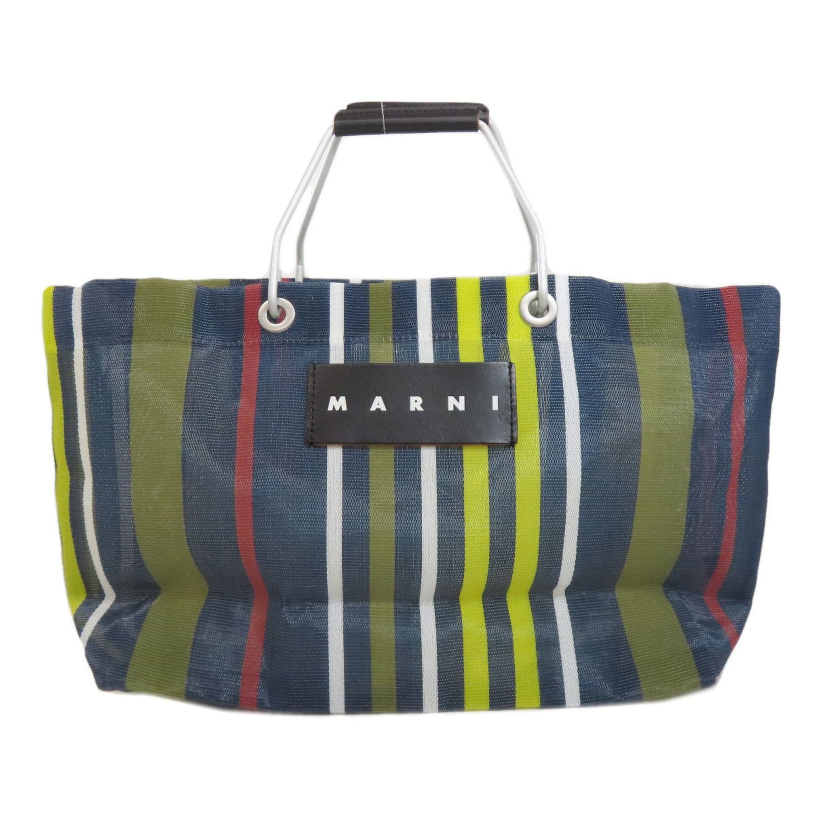 Marni Flower Cafe Handbag: Brand: Marni Type: Handbag Material: Nylon Color: Blue, Green, Yellow Gender: Women Size (Hxwxd): 24.5cm x 43cm x 12cm / 9.64'' x 16.92'' x 4.72'' Handle Length: 26cm / 10.23'' Condition: Used (very g