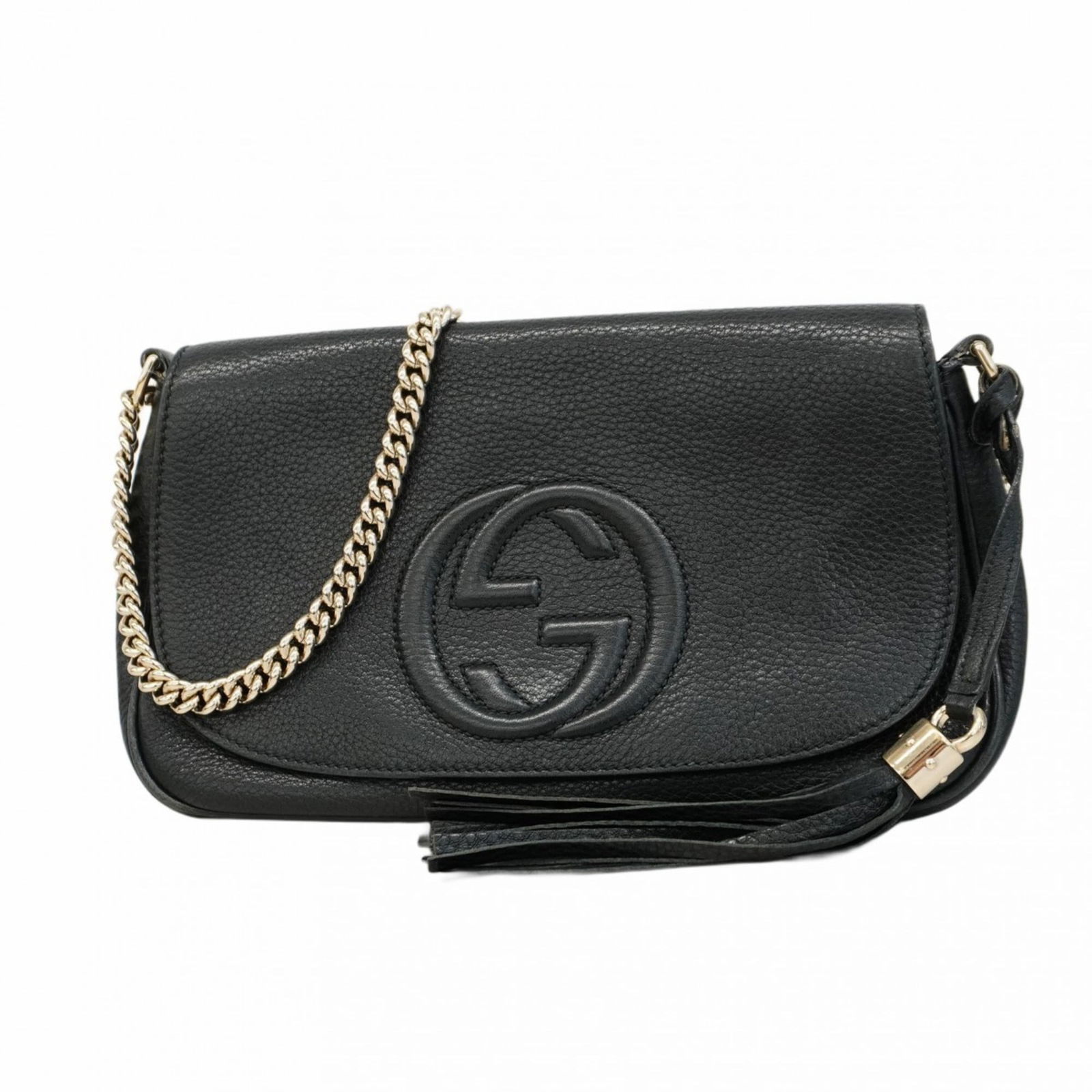 Gucci Soho Shoulder Bag 536224 Leather Black Champagne (1 of 14)