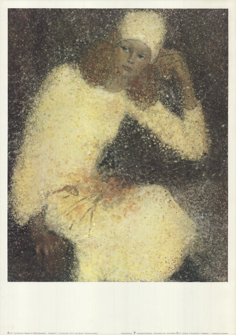 Jan Bonal Woman In White " Offset Lithograph Contemporary Jan (1 of 4)