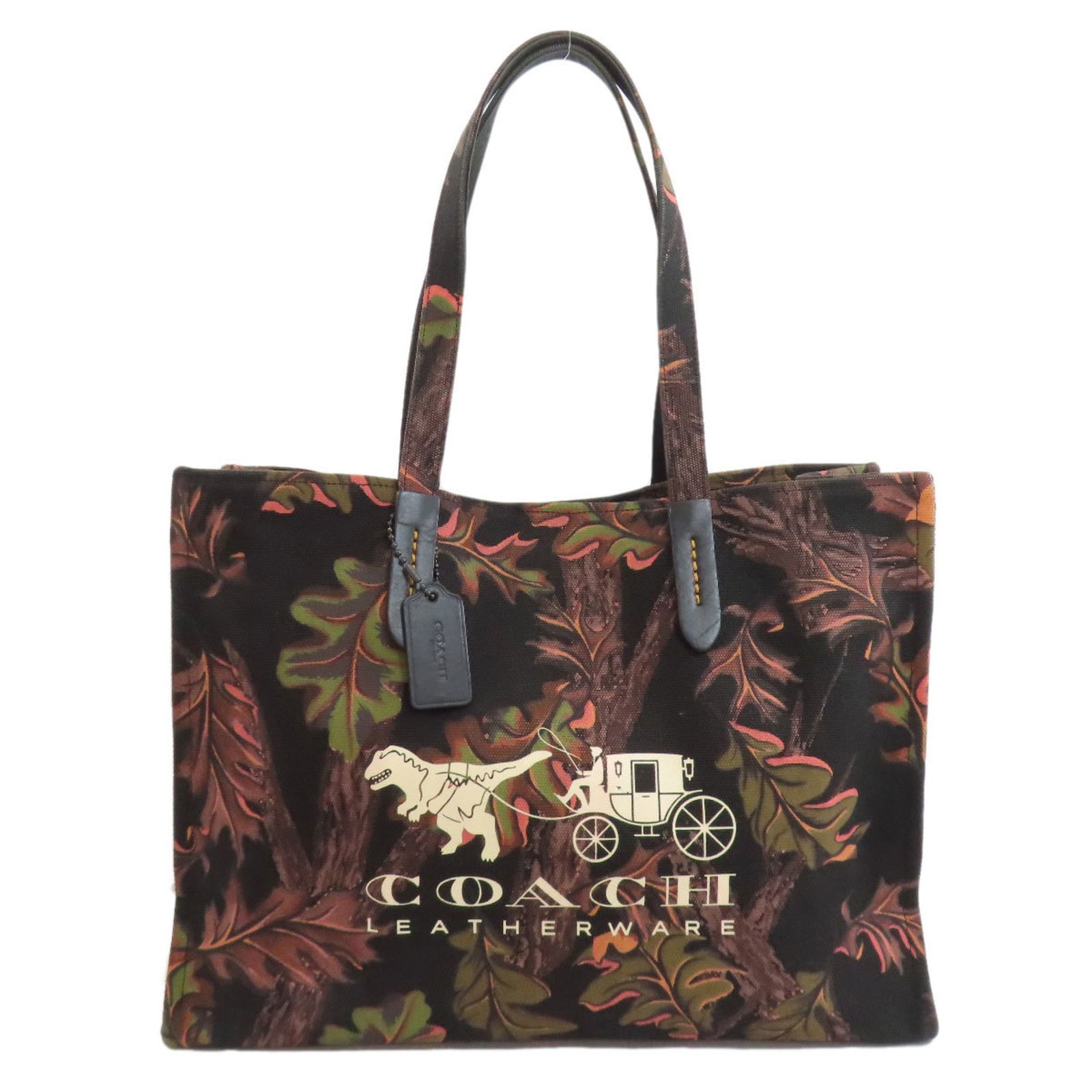 Coach 35441 Rexy: Brand: Coach Type: Tote Bag Material: Canvas Color: Black, Green, Orange Gender: Women Size (Hxwxd): 31cm x 42.5cm x 15cm / 12.2'' x 16.73'' x 5.9'' Condition: Used (good), Traces of usage, scratches