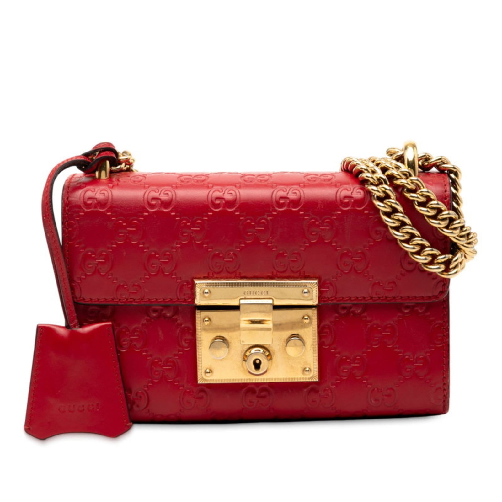Gucci Guccissima Chain Shoulder Bag 409487 Red Leather (1 of 9)