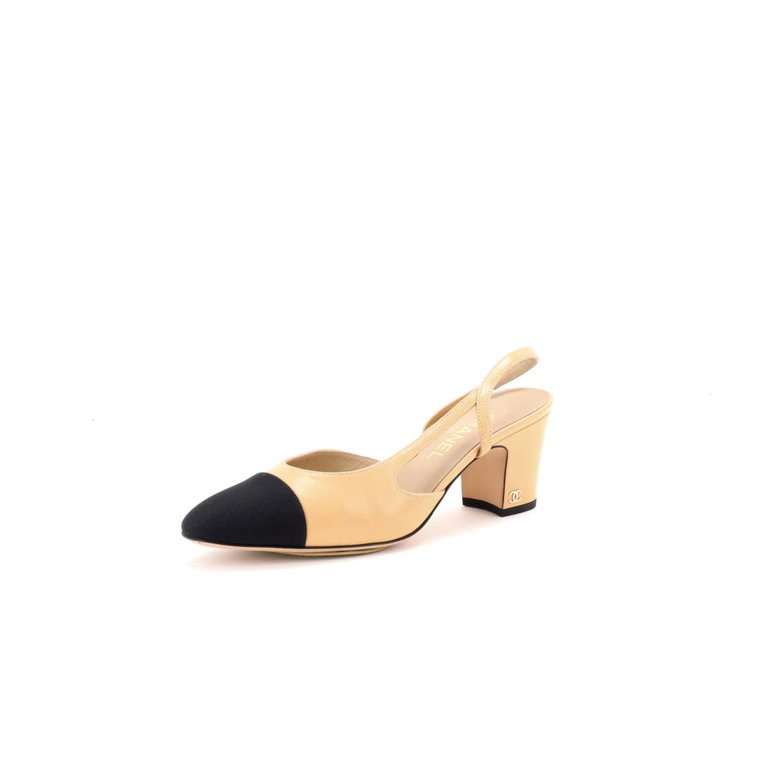 Chanel Womens Cap Toe Slingback Pumps Leather (1 of 6)