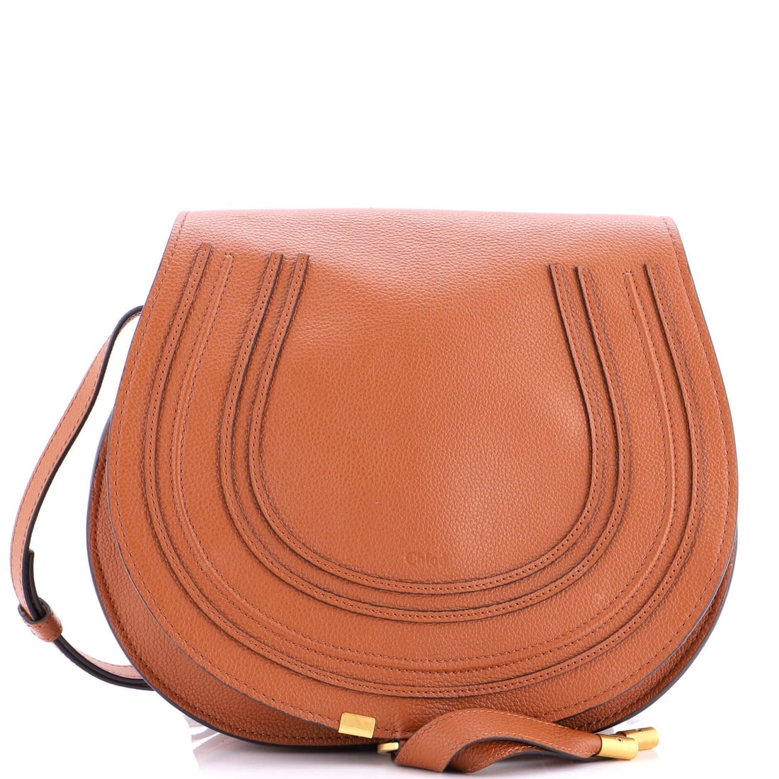 Chloe Marcie Saddle Bag Leather Medium: Brand: Chloe Exterior Material: Leather Style: Cross Body Bags Exterior Color: Brown Size: Medium Measurements: Handle Drop None", Height 10", Width 11.5", Depth 4", Strap Drop None" Model: Marcie Sad