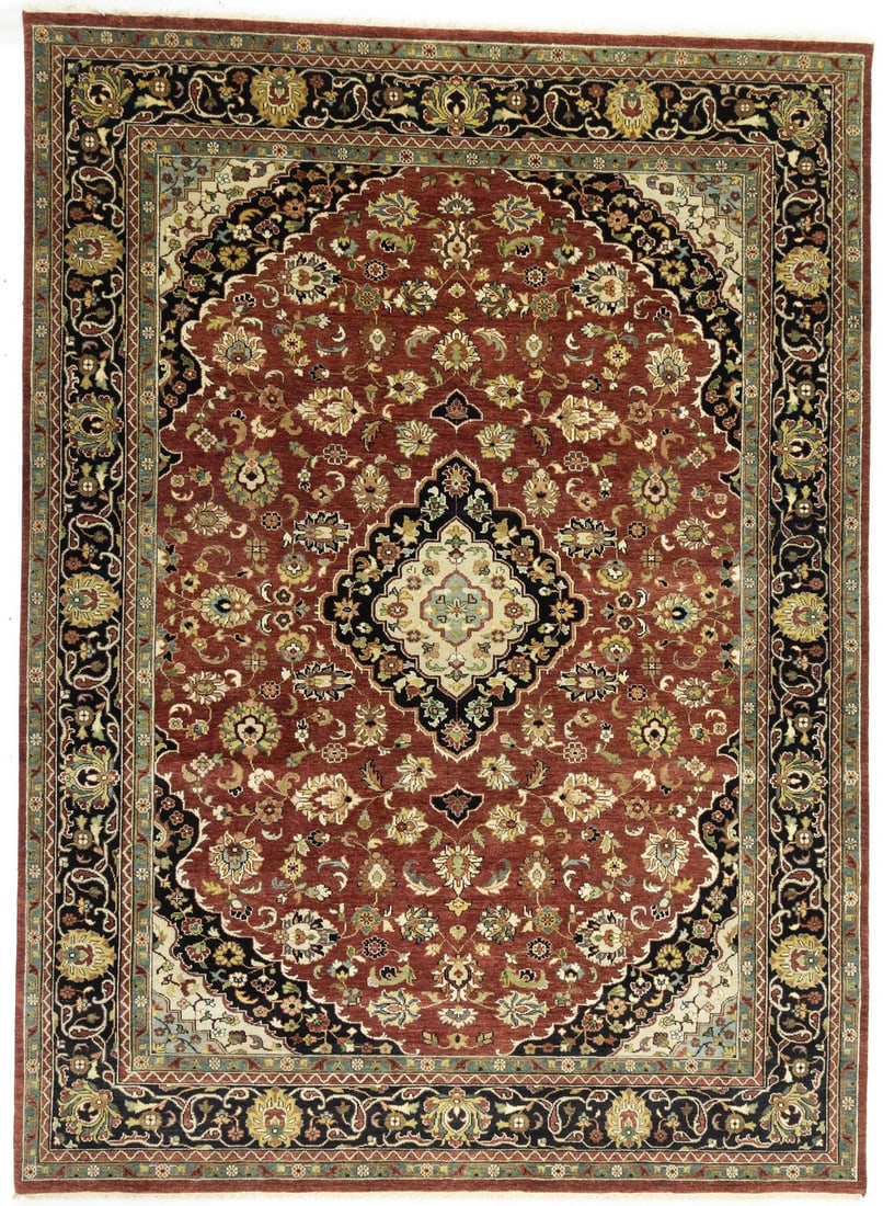 Handmade Transitional Floral Oriental Rug 9X12 Ft Red Dining Room Decor Carpet (1 of 20)