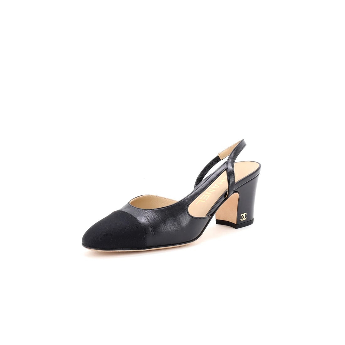Chanel Womens Cap Toe Slingback Pumps Leather (1 of 6)