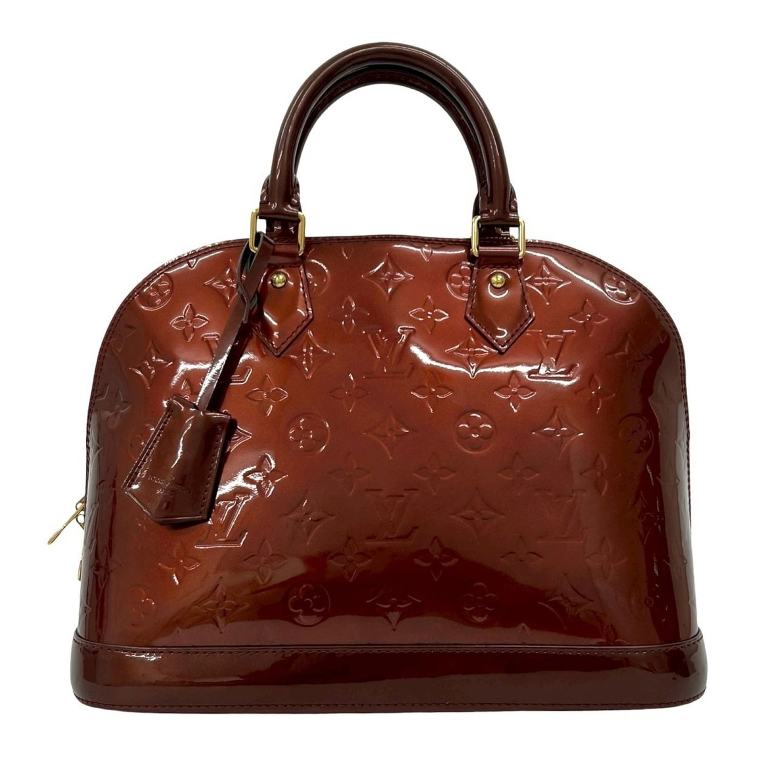 Louis Vuitton Alma Vernis Patent Leather Handbag/Boston Bag In Rouge Fauvist 56164 (1 of 10)