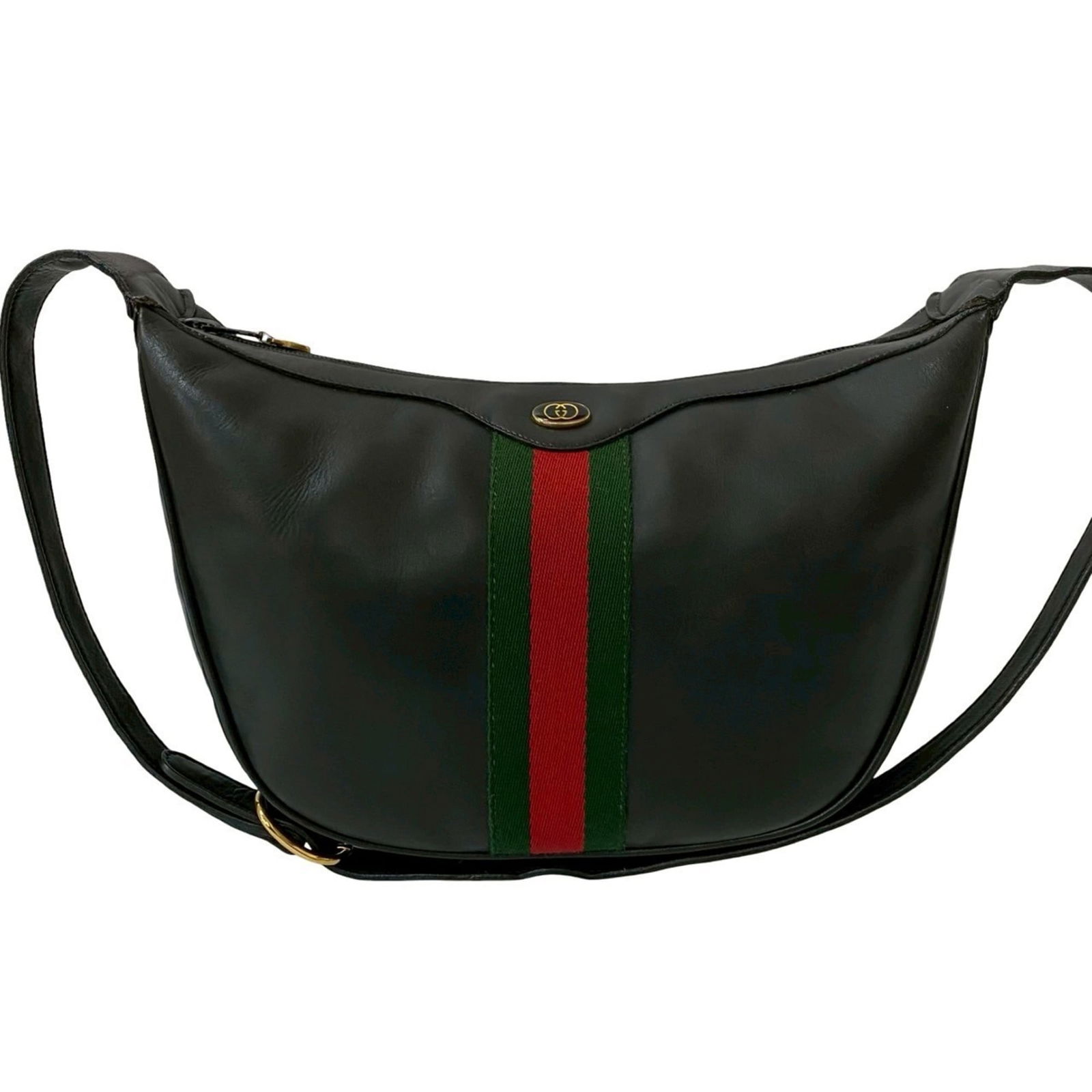 Gucci Old Gucci Sherry Line Gg Logo Hardware Leather Shoulder Bag Pochette Black 32063 (1 of 10)