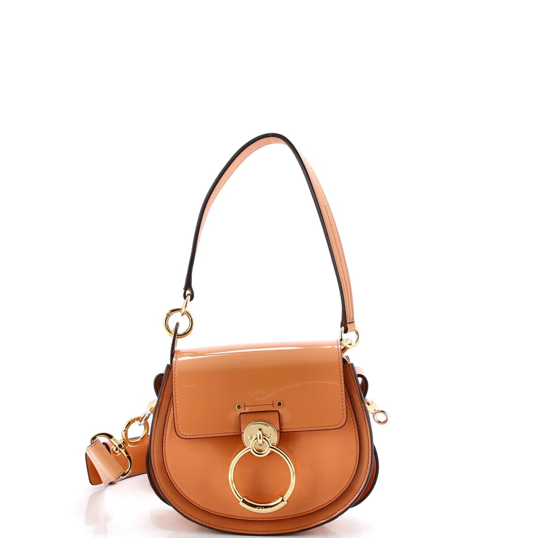 Chloe Tess Bag Leather Small: Brand: Chloe Exterior Material: Leather Style: Shoulder Bags Exterior Color: Orange Size: Small Accessories: Extra Strap With Strap Measurements: Handle Drop 8.5", Height 6.5", Width 8", Depth 3.5", S