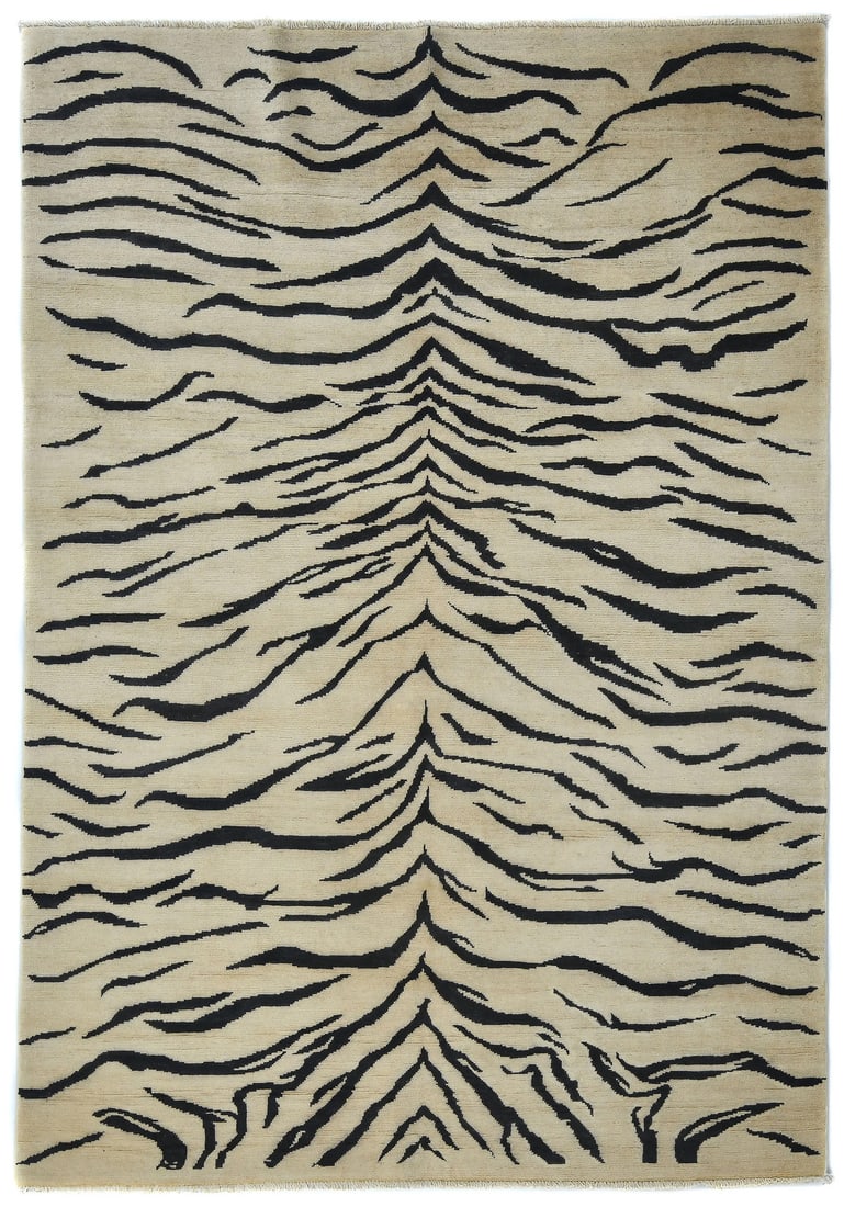 Handmade Cream Kazak Rug Pakistan Abstract Oriental Handspun Wool Carpet 5X8 (1 of 12)