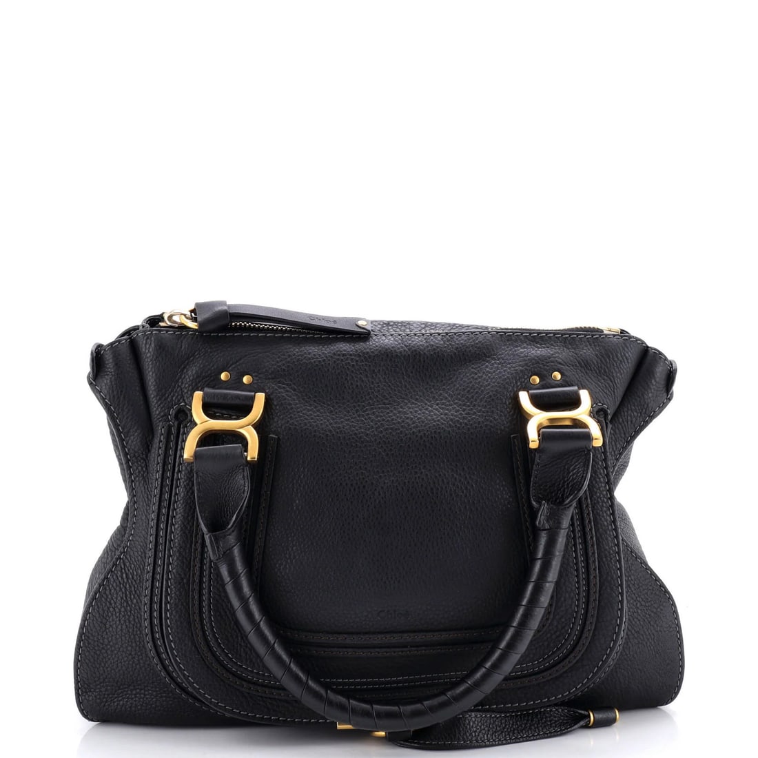 Chloe Marcie Shoulder Bag Leather Medium: Brand: Chloe Exterior Material: Leather Style: Shoulder Bags Exterior Color: Black Size: Medium Measurements: Handle Drop 5", Height 11", Width 15", Depth 6", Strap Drop 18" Model: Marcie Shoulder Bag