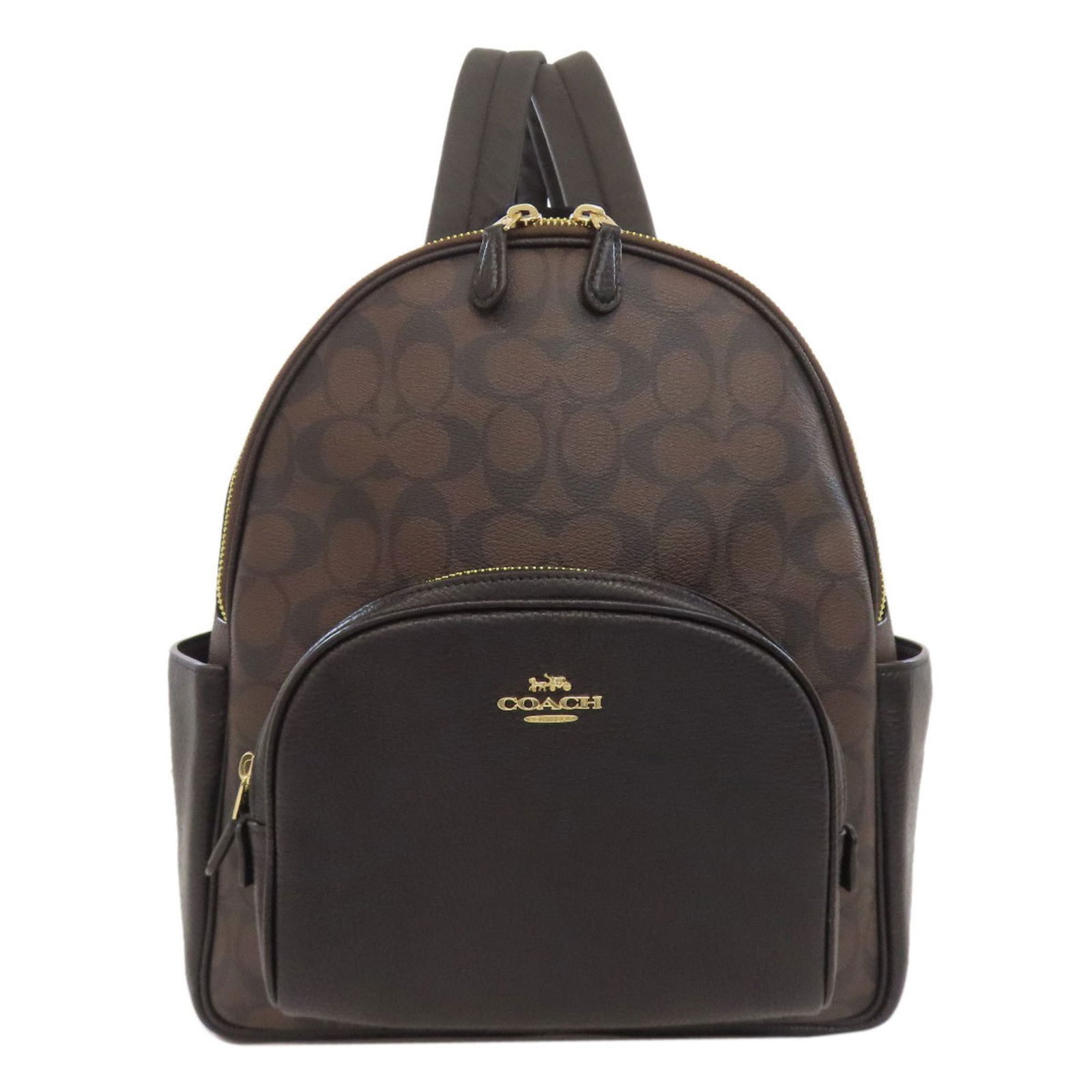 Coach 5671 Signature Backpack: Brand: Coach Type: Backpack Material: Pvc Color: Brown Closure: Zipper Gender: Women Size (Hxwxd): 30cm x 26cm x 9.5cm / 11.81'' x 10.23'' x 3.74'' Handle Length: 15cm / 5.9'' Strap Length: 60cm - 83c