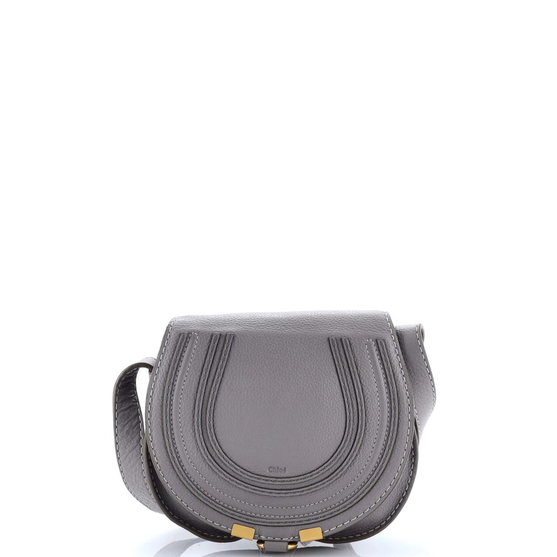 Chloe Marcie Crossbody Bag Leather Mini: Brand: Chloe Exterior Material: Leather Style: Cross Body Bags Exterior Color: Gray Size: Mini Measurements: Handle Drop 21-23", Height 6.5", Width 7", Depth 3", Strap Drop 20-24" Model: Marcie Crossb