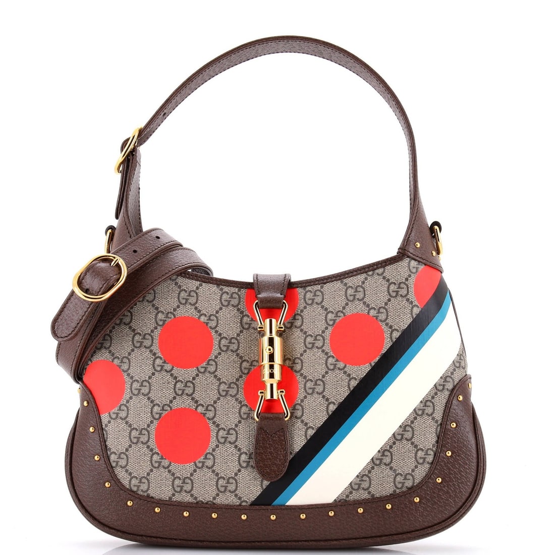Gucci Jackie 1961 Hobo Studded Printed Gg Coated Canvas Small (1 of 6)