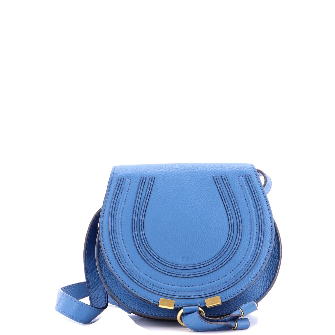 Chloe Marcie Crossbody Bag Leather Small: Brand: Chloe Exterior Material: Leather Style: Cross Body Bags Exterior Color: Blue Size: Small Measurements: Handle Drop None", Height 7", Width 8", Depth 4", Strap Drop 20-24" Model: Marcie Crossbod