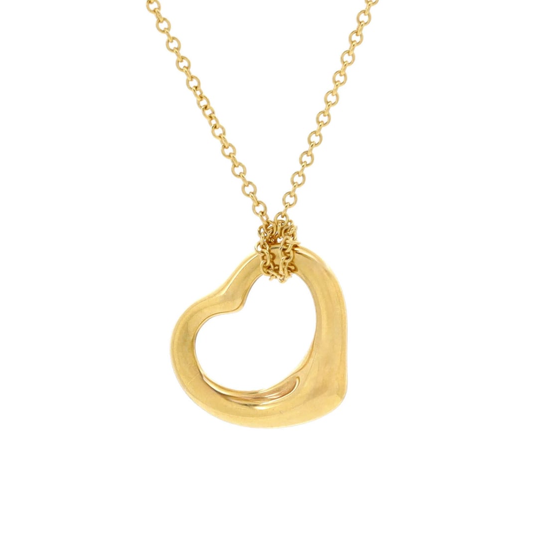 Tiffany & Co. Elsa Peretti Open Heart Pendant Necklace 18K Yellow Gold 16Mm (1 of 3)