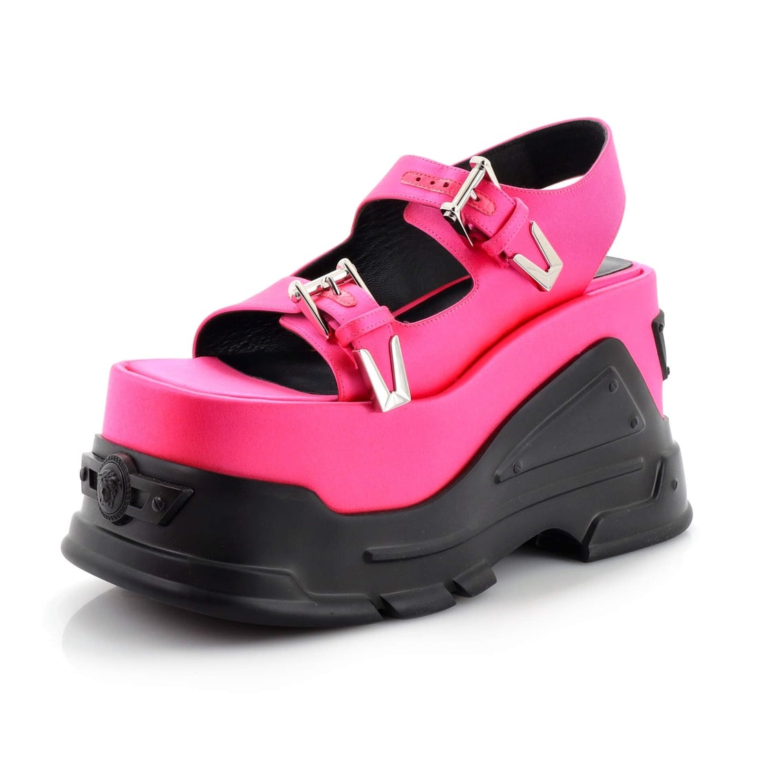 Versace Women'S Medusa Anthem Platform Sandals Satin: Brand: Versace Us Shoe Size: 9.5 Style: Sandals Color: Pink Upper Material: Satin Type: Shoes Measurements: Model: Women's Medusa Anthem Platform Sandals Satin Exterior Material: Satin Exterior Color: