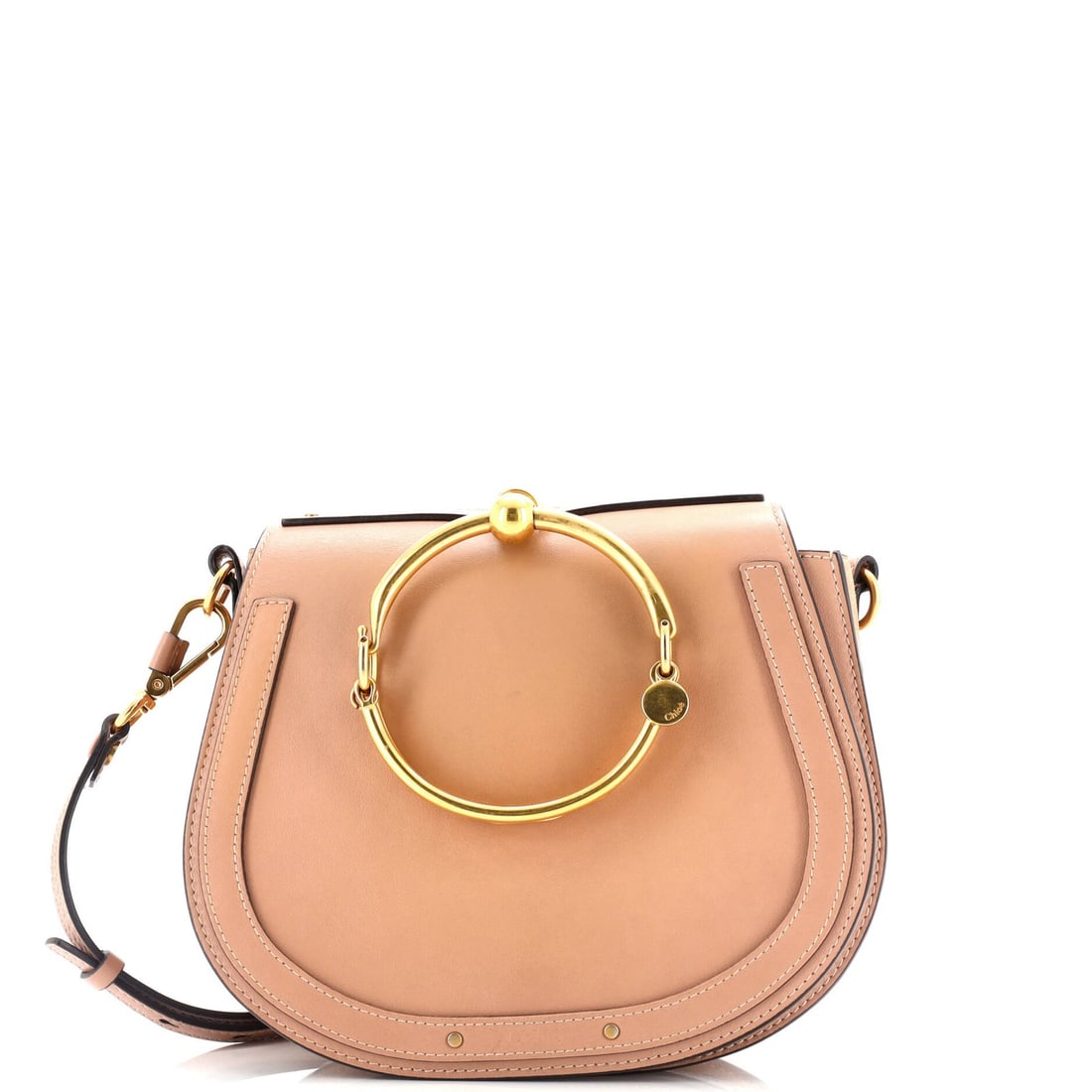 Chloe Nile Crossbody Bag Leather Medium: Brand: Chloe Exterior Material: Leather Style: Cross Body Bags Exterior Color: Neutral Size: Medium Accessories: With Strap Measurements: Handle Drop 4", Height 8", Width 9.5", Depth 3", Strap Drop 18