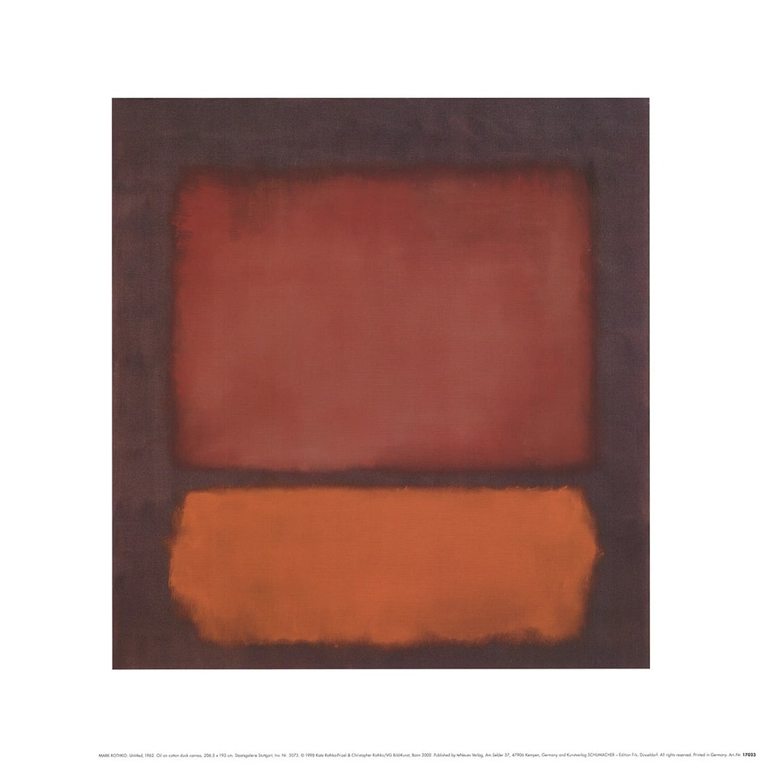 Mark Rothko Dusk " Poster Abstract Red Orange Brown: Artist: Mark Rothko Brand: Rothko Mark Country/Region Of Origin: Germany Exact Year: 2002 Height: 15 Item Height: 15 Item Width: 15 Style: Modern/Contemporary Subject: Abstract Type: Offset Lithograph