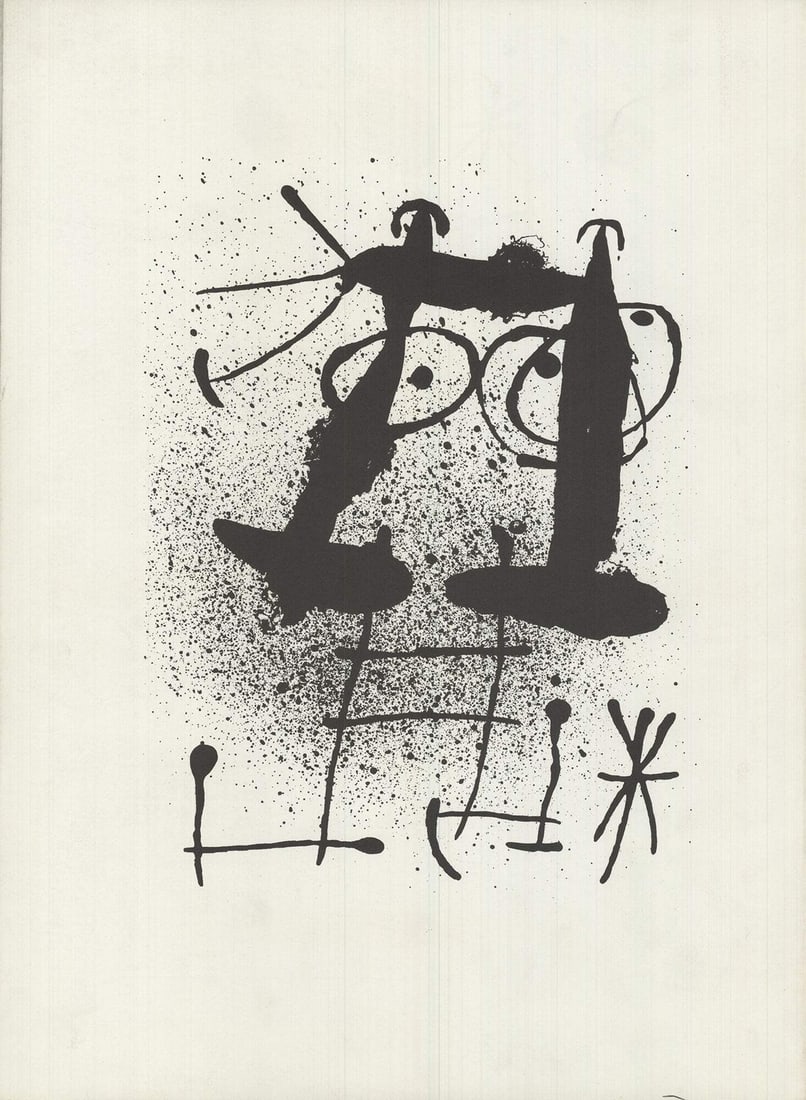 Joan Miro Untitled " Lithograph Surrealism Black & White (1 of 4)