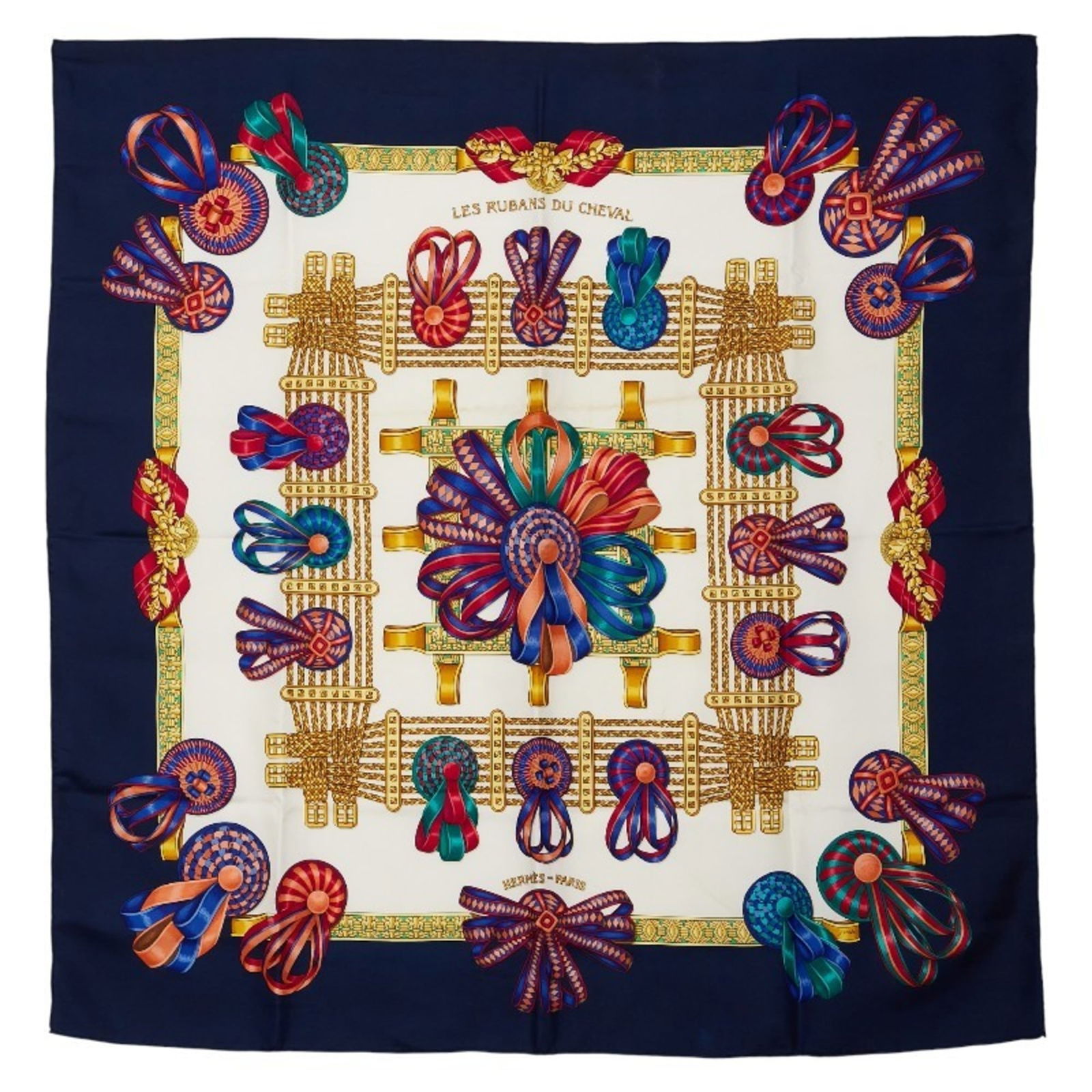 Hermes Herms Carr 90 "Les Rubans Du Cheval" Horse Ribbon Scarf (1 of 5)