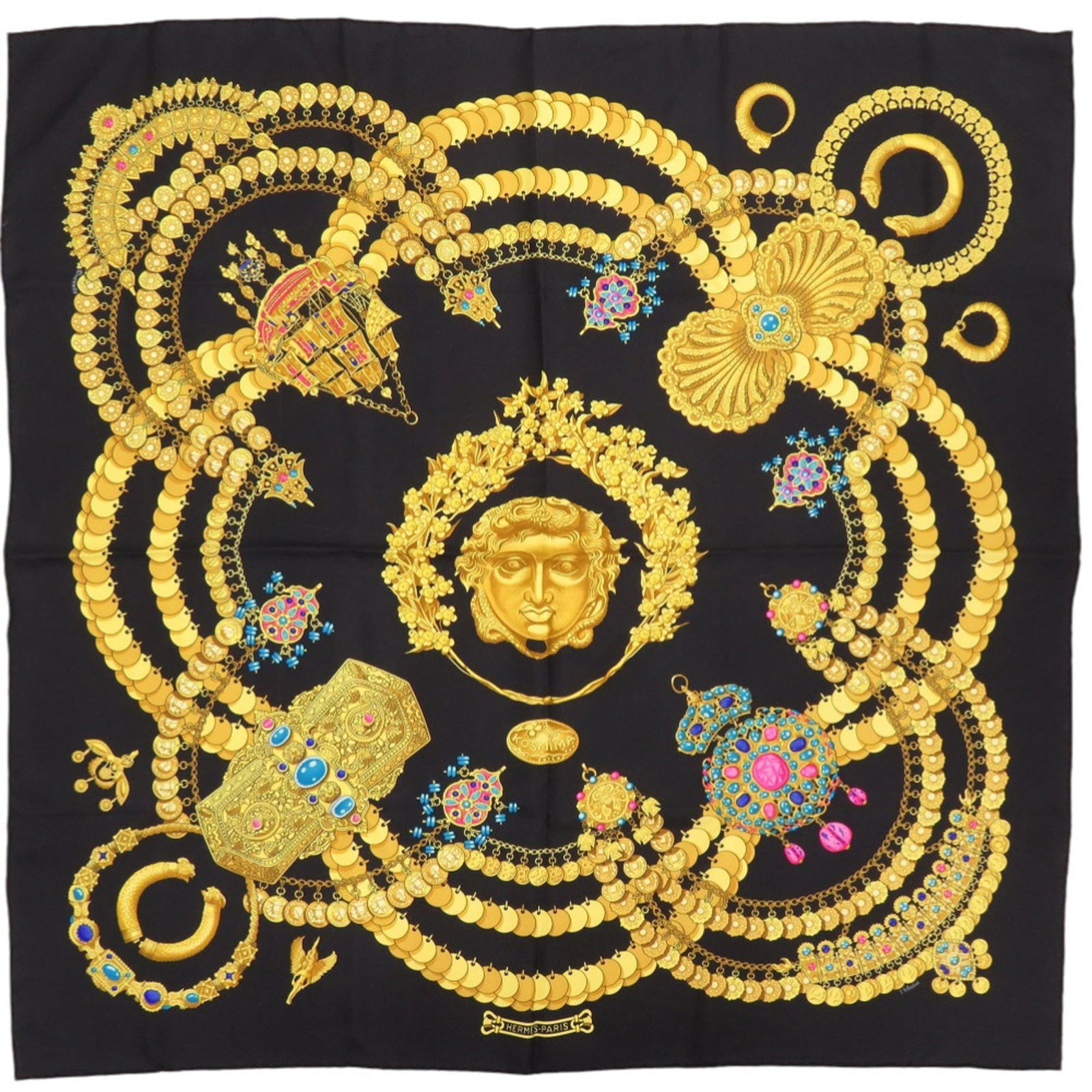 Herms Carr 90 Kosmima Space Silk Black Scarf Muffler 1437 Hermes (1 of 3)