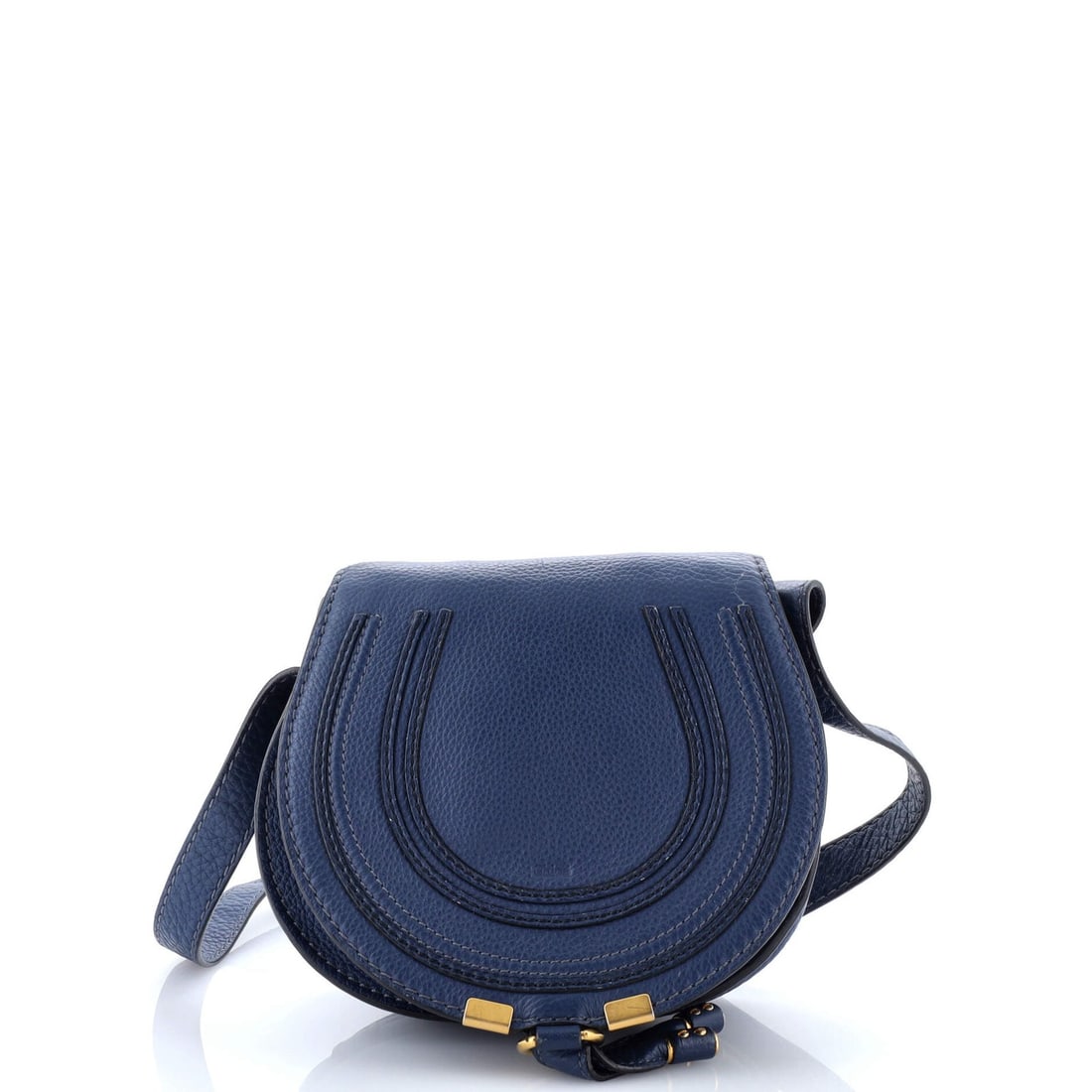 Chloe Marcie Crossbody Bag Leather Small: Brand: Chloe Exterior Material: Leather Style: Cross Body Bags Exterior Color: Blue Size: Small Measurements: Handle Drop None", Height 7", Width 7.5", Depth 4", Strap Drop 20-24" Model: Marcie Crossb
