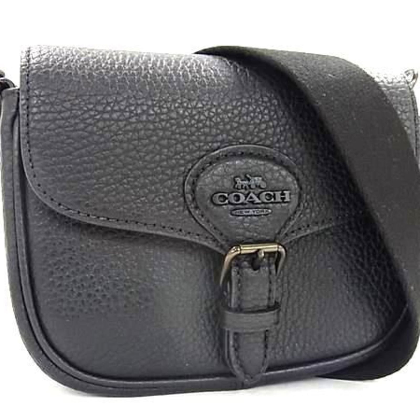 Coach Amelia Small Saddle Bag Cp002 In Black Soft Pebble Leather: Brand: Coach Type: Shoulder Bag Material: Leather Color: Black Gender: Women Size (Hxwxd): 13.5cm x 16.5cm x 5.5cm / 5.31'' x 6.49'' x 2.16'' Condition: Used (like new), Hardly any traces of usage nic