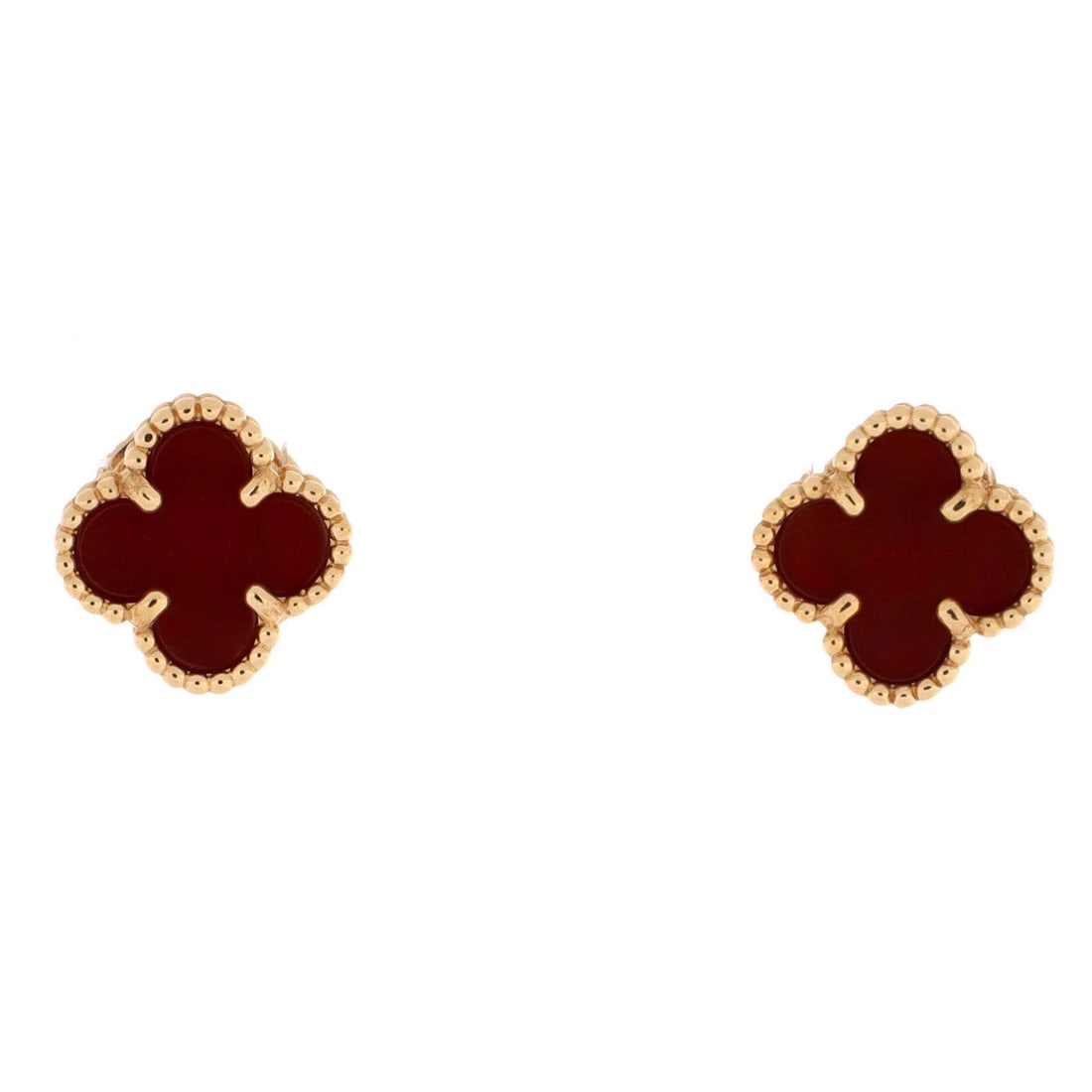Van Cleef & Arpels Sweet Alhambra Stud Earrings 18K Rose Gold And Carnelian (1 of 3)