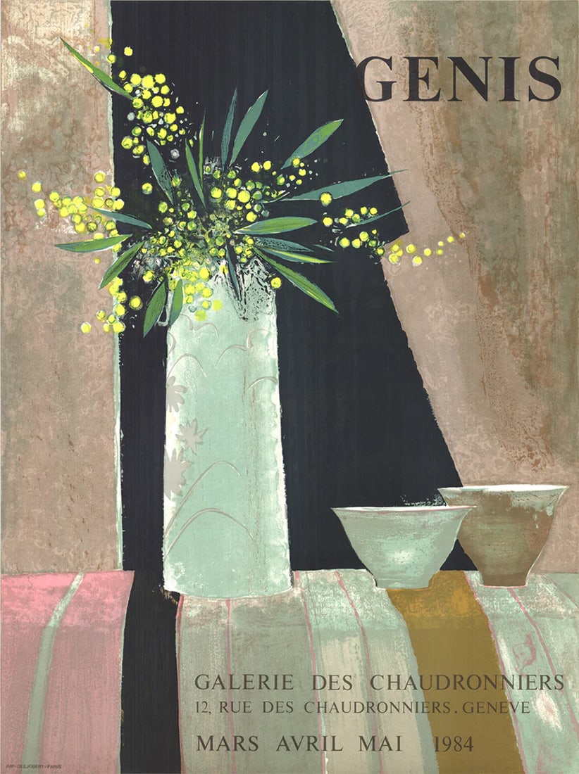 Rene Genis Galerie Des Chaudronniers " Lithograph Contemporary: Artist: Rene Genis Brand: Genis Rene Country/Region Of Origin: France Exact Year: 1984 Height: 26 Item Height: 26 Item Width: 19.5 Subject: Floral Type: Lithograph Year Of Production: 1984 Artist: Ren