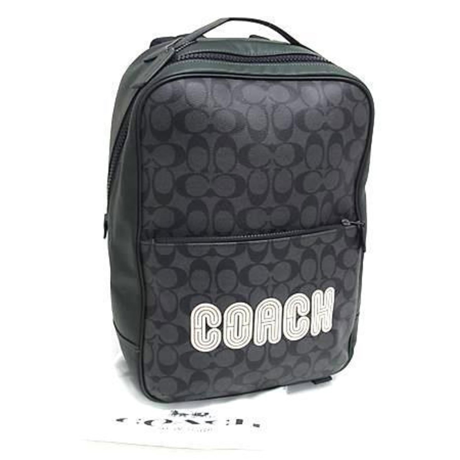 Coach Signature Backpack Ce489 Gray: Brand: Coach Type: Backpack, Handbag, Shoulder Bag Material: Leather Color: Gray, Green Gender: Men,Women Size (Hxwxd): 36cm x 26.5cm x 10cm / 14.17'' x 10.43'' x 3.93'' Condition: Opened (never used)