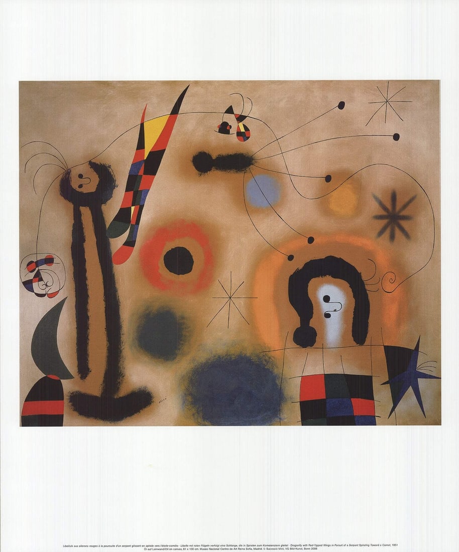 Joan Miro Dragonfly With Red-Tipped Wings In Pursuit Of Serpent Spiraling Toward (1 of 4)