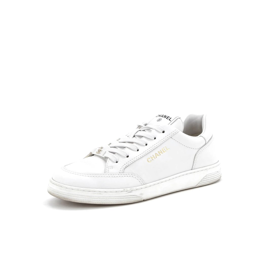 Chanel Women'S Cc Logo Low-Top Sneakers Leather (1 of 6)