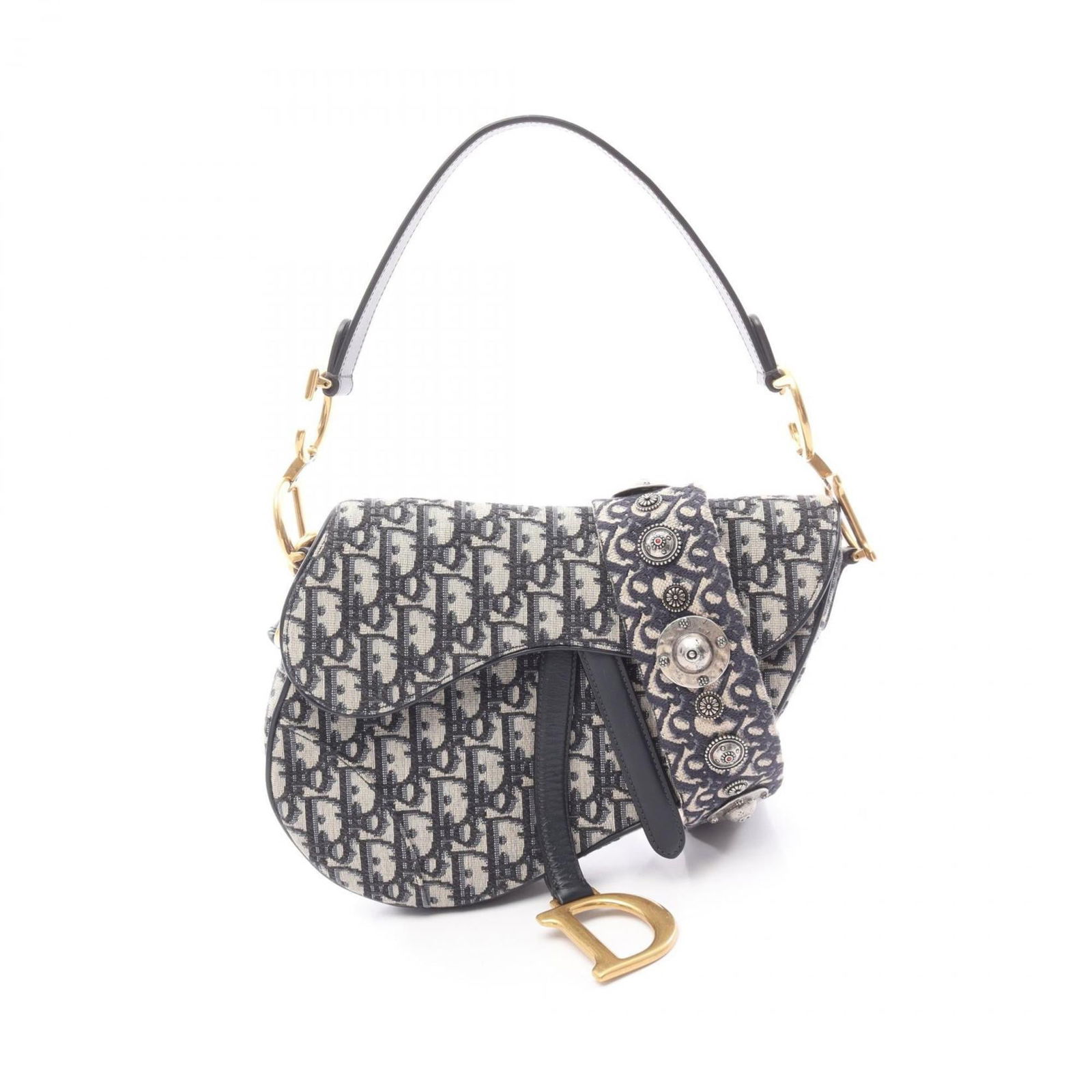 Christian Dior Dior Saddle Bag: Brand: Christian Dior Type: Handbag, Saddle Bag Material: Canvas , Leather Color: Beige, Navy Gender: Women Size (Hxwxd): 16cm x 24cm x 5cm / 6.29'' x 9.44'' x 1.96'' Condition: Used (very good), A fe