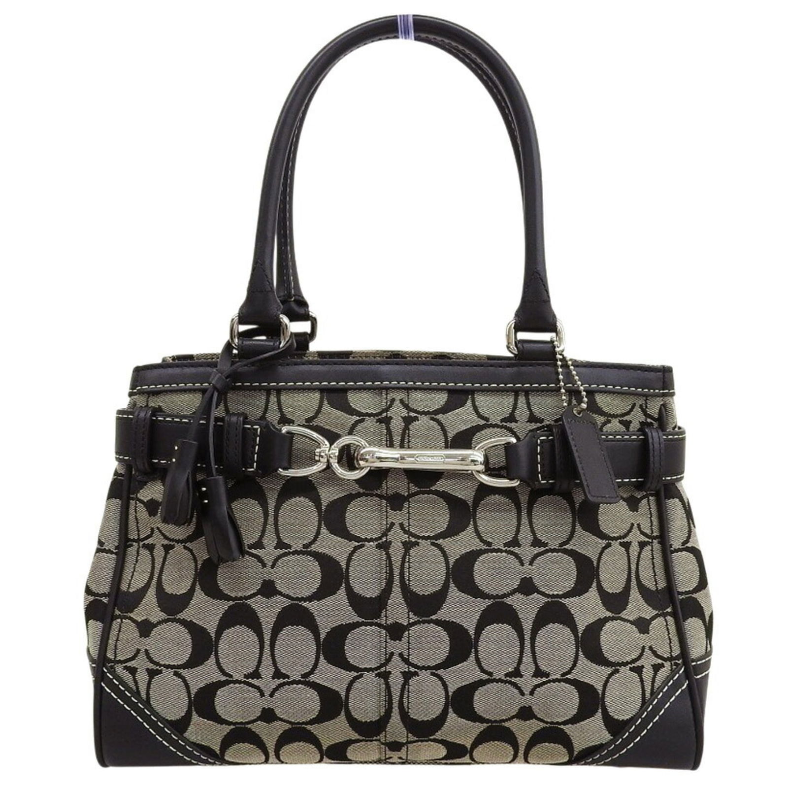 Coach Signature Handbag 8K06 Tote Bag Canvas Leather Black Gray: Brand: Coach Type: Handbag, Tote Bag Material: Canvas , Leather Color: Black, Gray Closure: Zipper Gender: Women Size (Hxwxd): 20.5cm x 29cm x 11.5cm / 8.07'' x 11.41'' x 4.52'' Handle Length: 43cm /