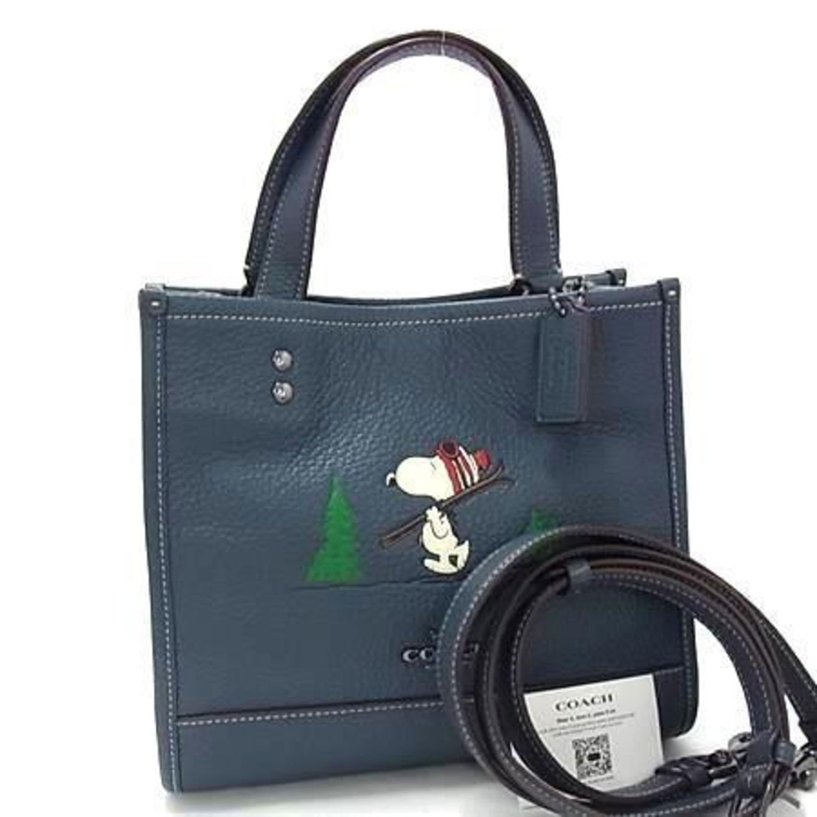 Coach Peanuts & Snoopy Collaboration Dempsey Tote 22 Ce849 Navy Leather: Brand: Coach Type: Handbag, Tote Bag Material: Leather Color: Navy Gender: Men,Women Size (Hxwxd): 20cm x 22cm x 10cm / 7.87'' x 8.66'' x 3.93'' Condition: Used (very good), A few traces of usage, som