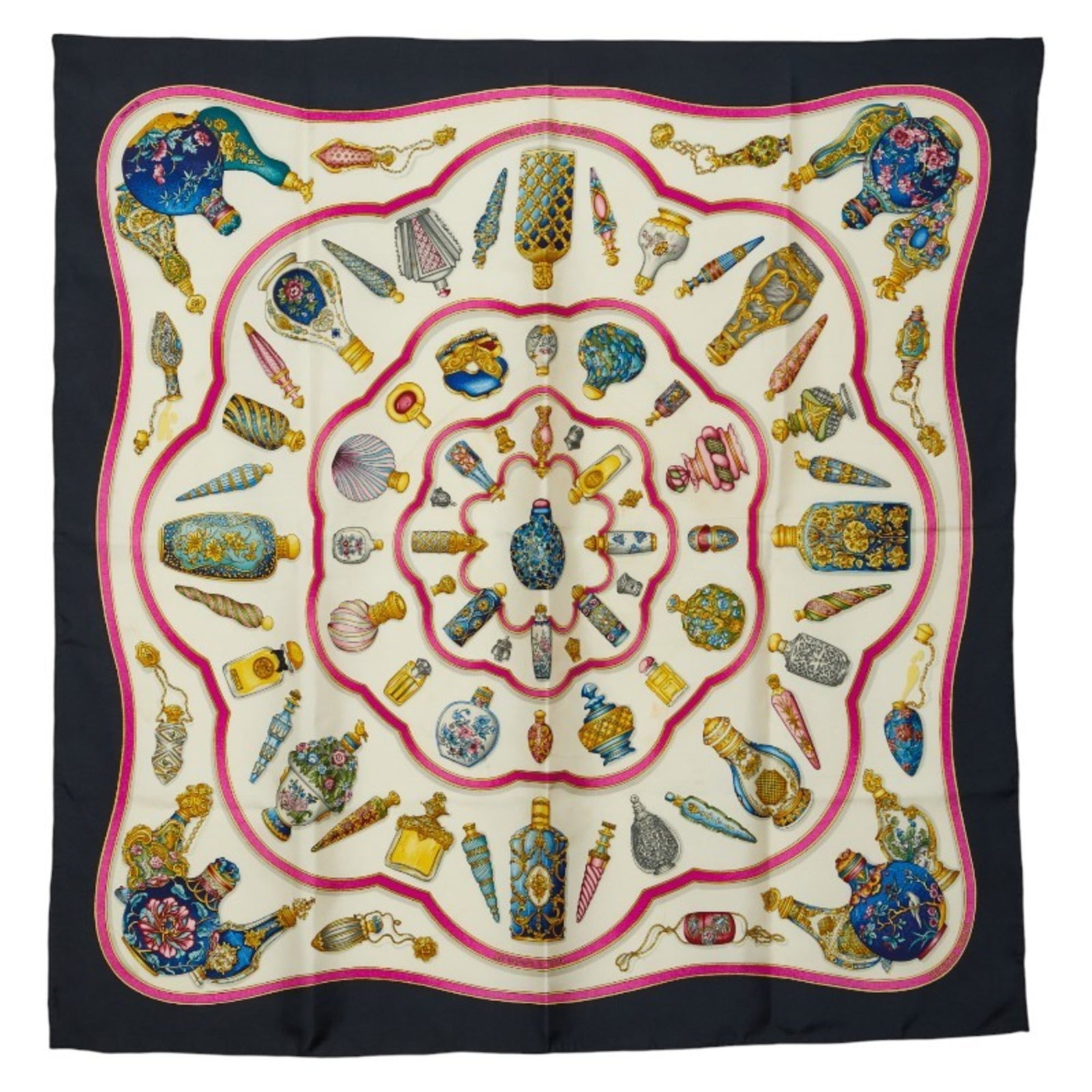 Hermes Herms Carr 90 "Pourvu Qu'On Ait L'Ivresse" Perfume Bottle Scarf/Muffler In Ivory (1 of 8)