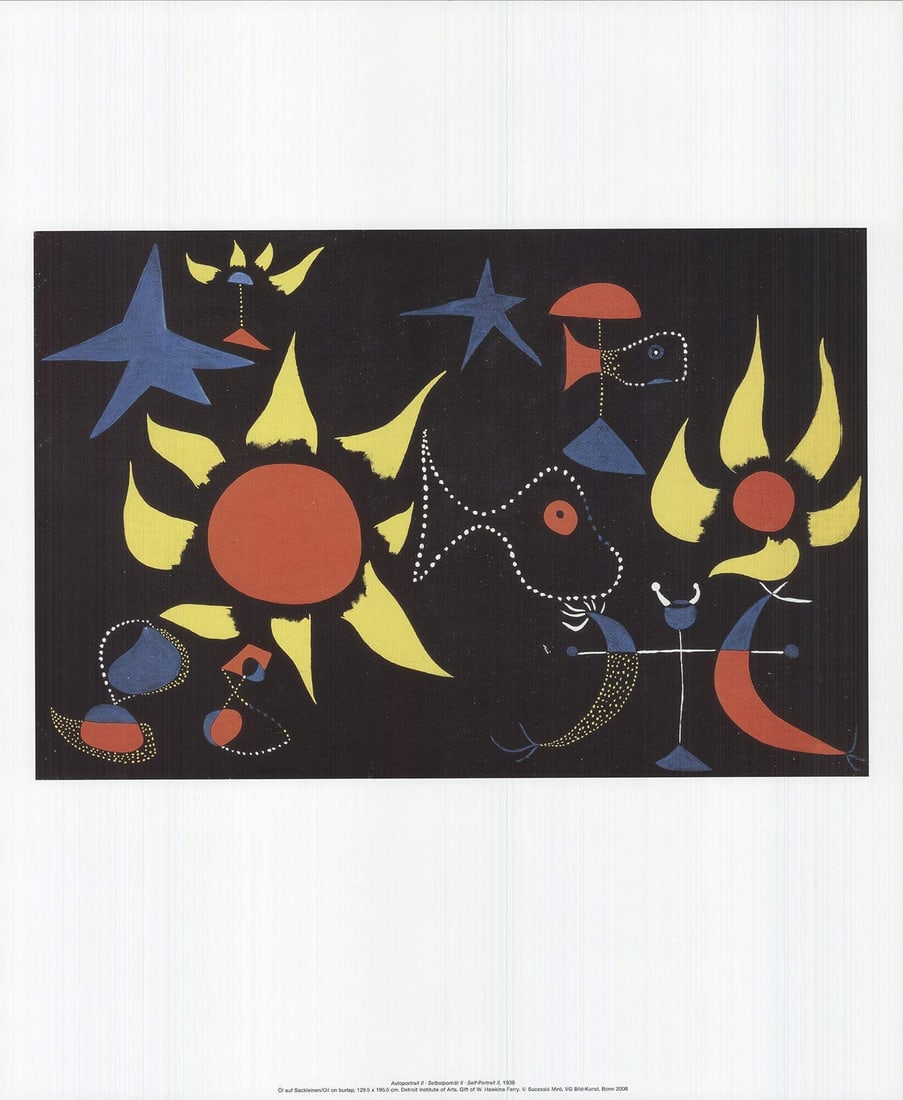 Joan Miro Self-Portrait Ii " Offset Lithograph Surrealism (1 of 4)