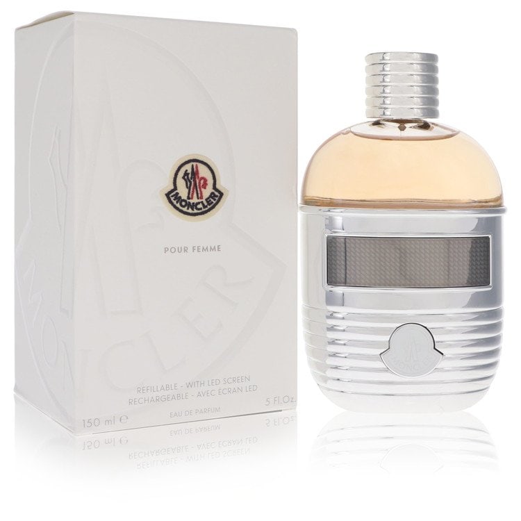 Moncler Perfume By Moncler Eau De Parfum Spray (Refillable + Led Screen): Brand: Moncler Size: 5 oz Eau De Parfum Spray Grams: 500 Type: Eau De Parfum Spray (Refillable + LED Screen) Fragrance: Perfume for Women Product Disclaimer: Authentic fragrances; some boxes may show